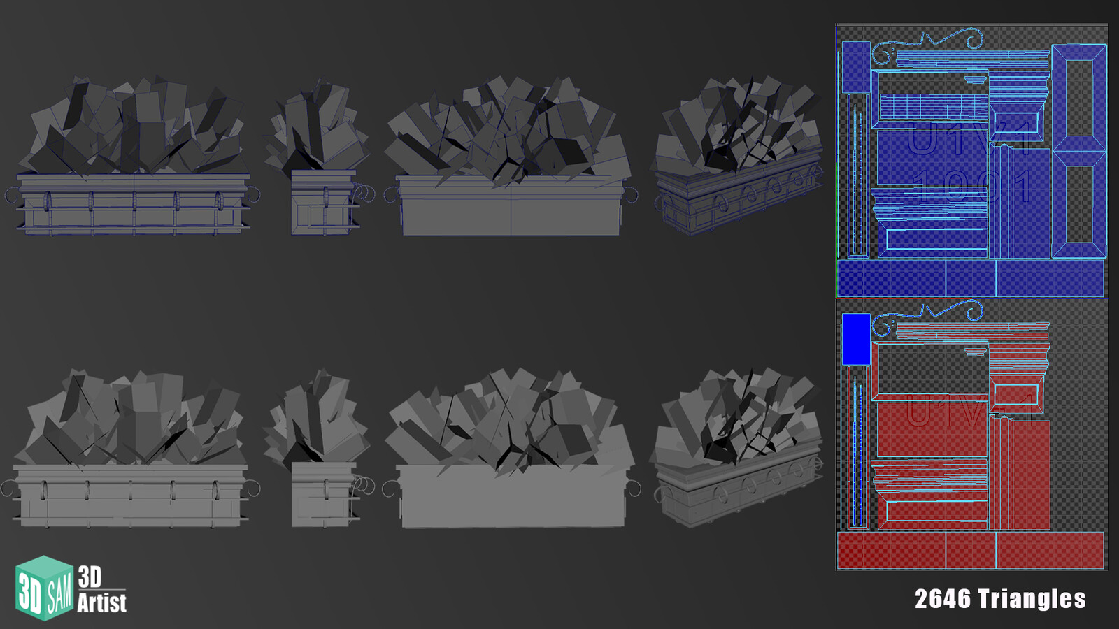UVs are overlapped the bottom part are the overlapped uvs. The upper part is the u1v1