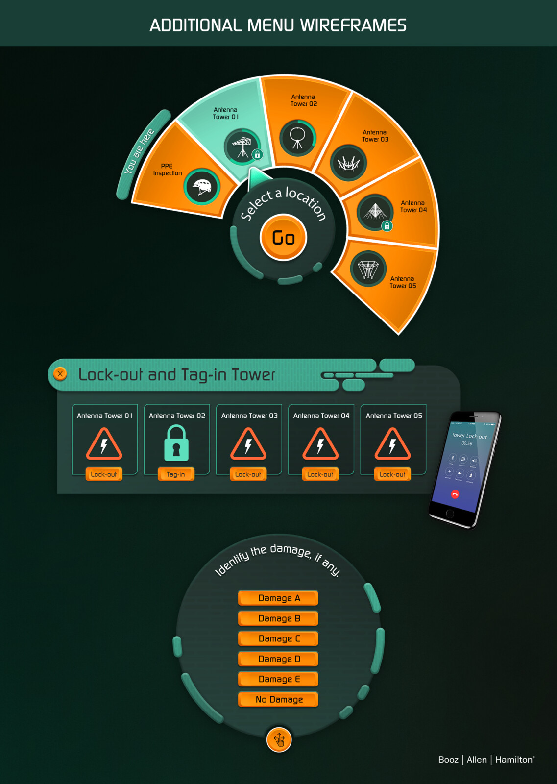 High fidelity menu wireframes