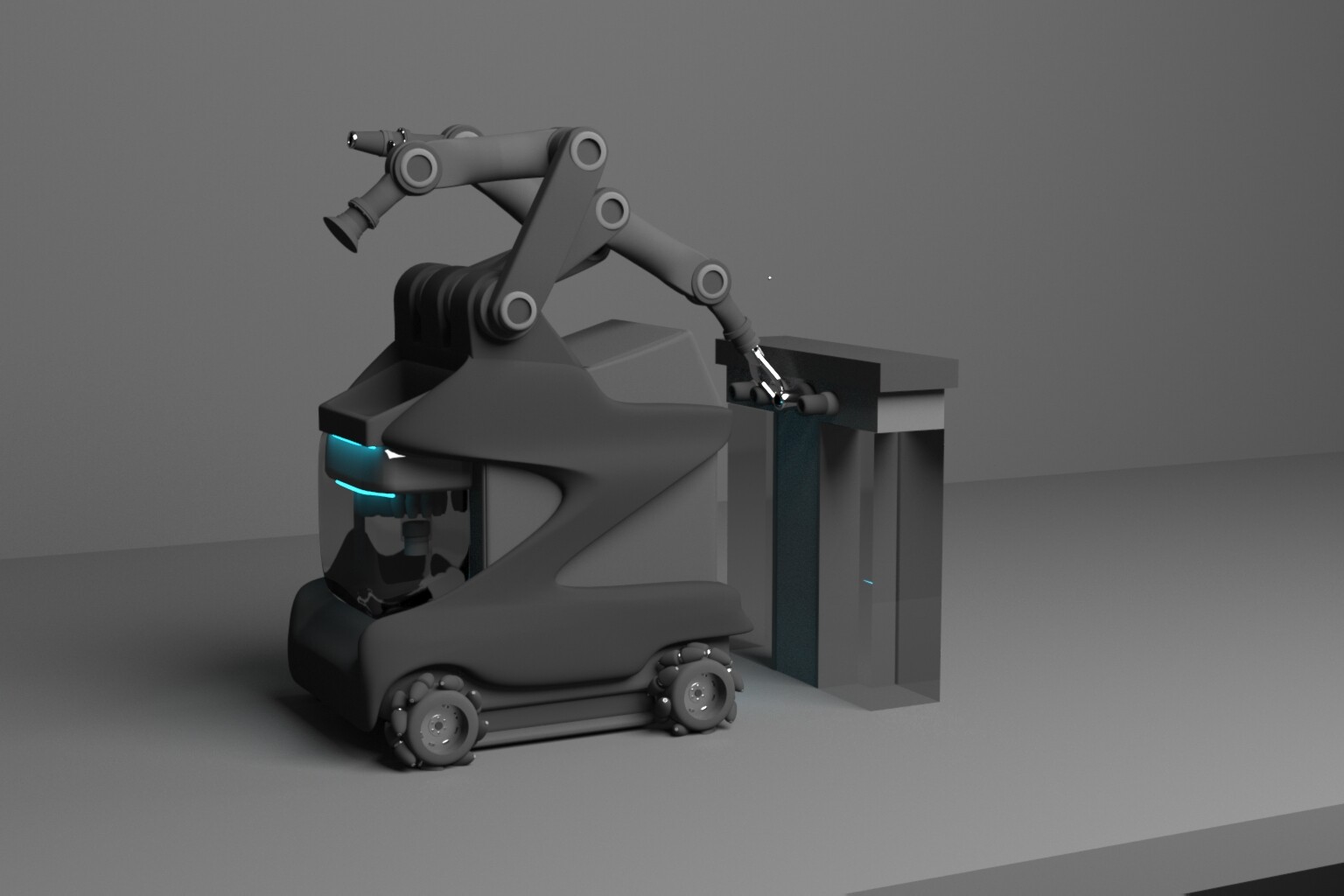 3D модель робота с зарядной станцией