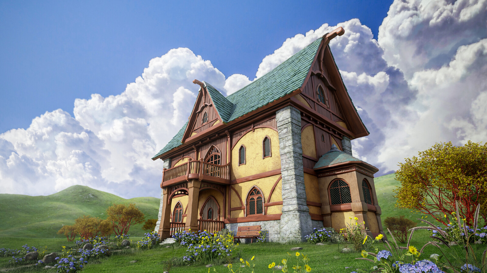 Render daylight scene