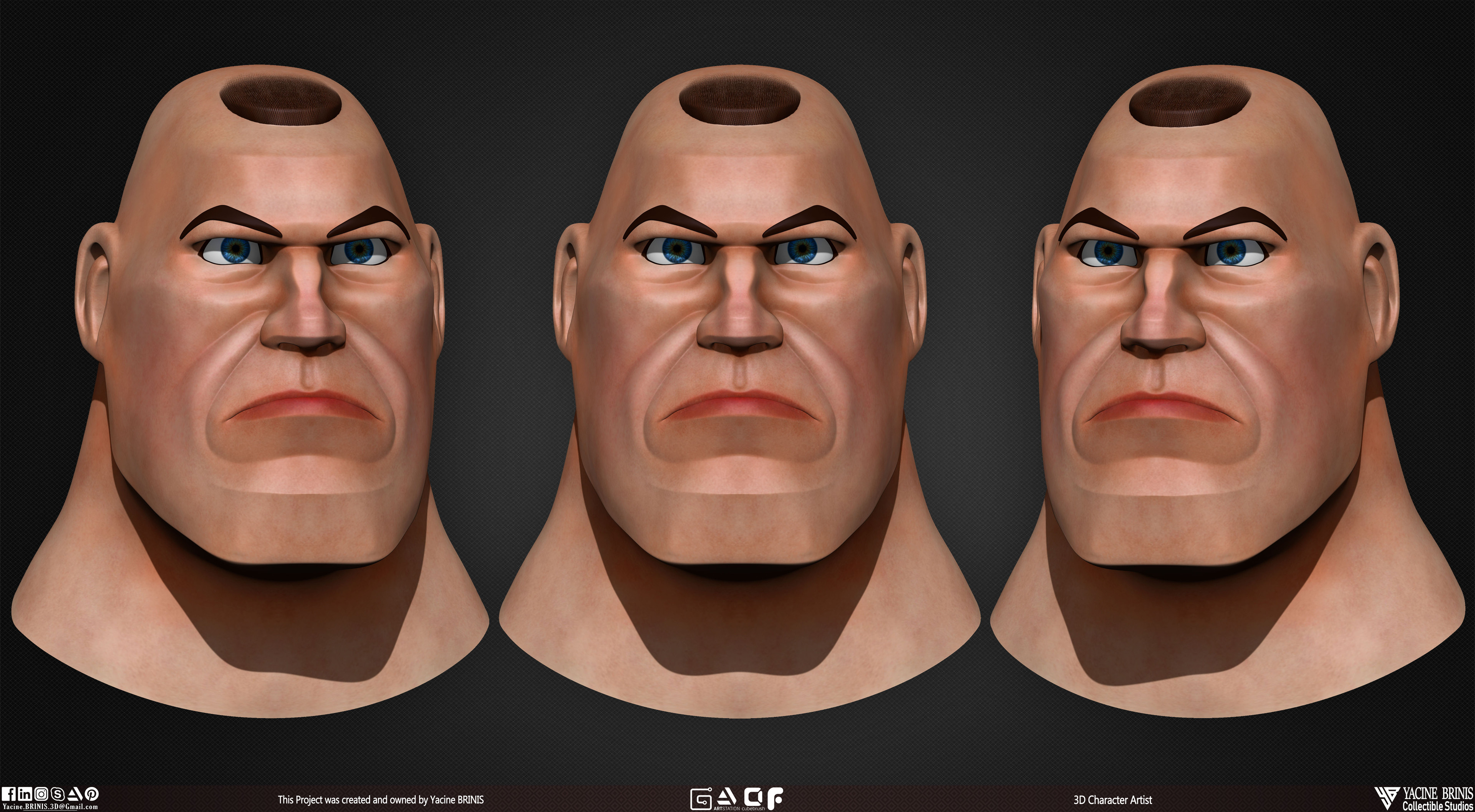 Cartoon Male head vol 01 3D Character sculpted by Yacine BRINIS 003