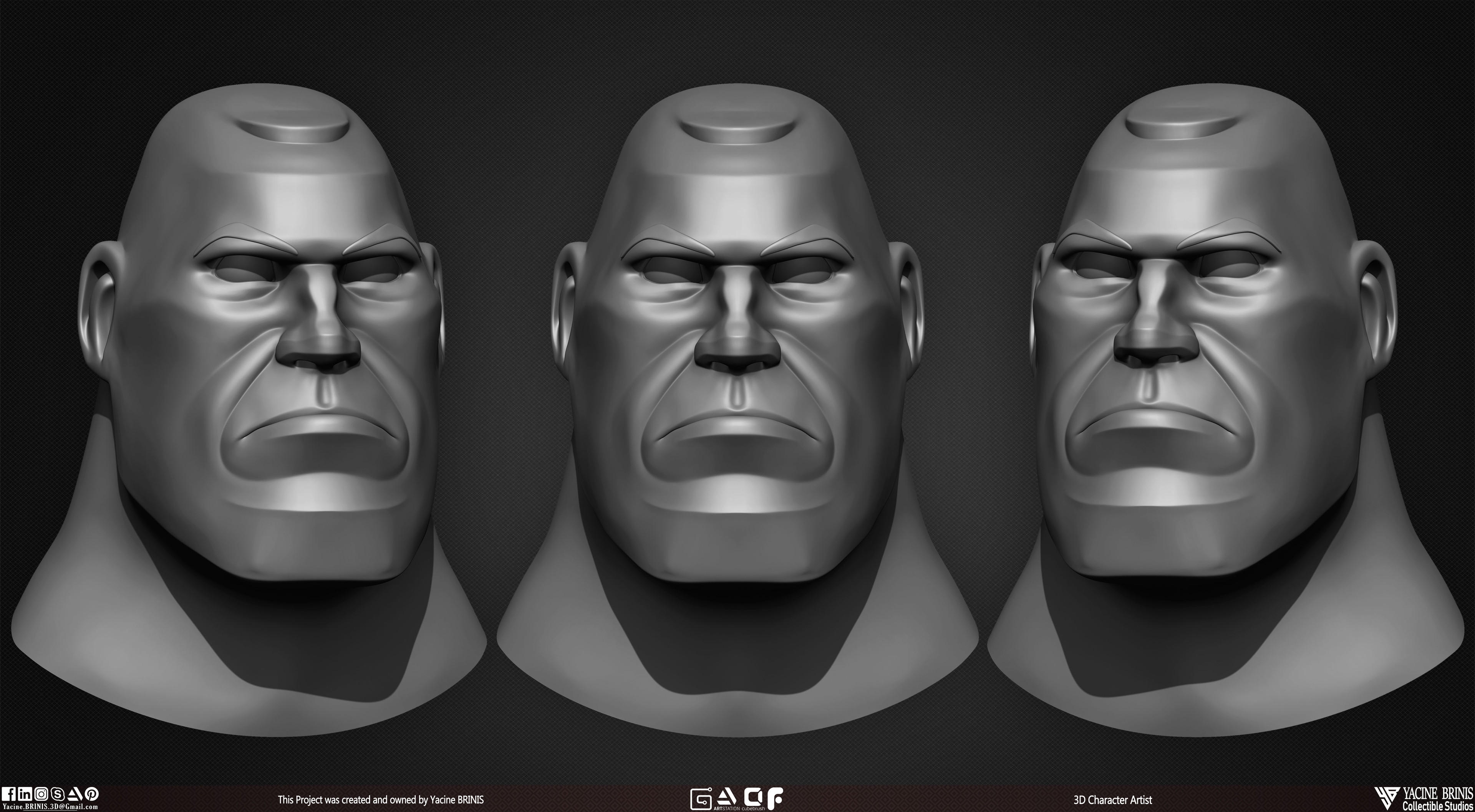 Cartoon Male head vol 01 3D Character sculpted by Yacine BRINIS 007