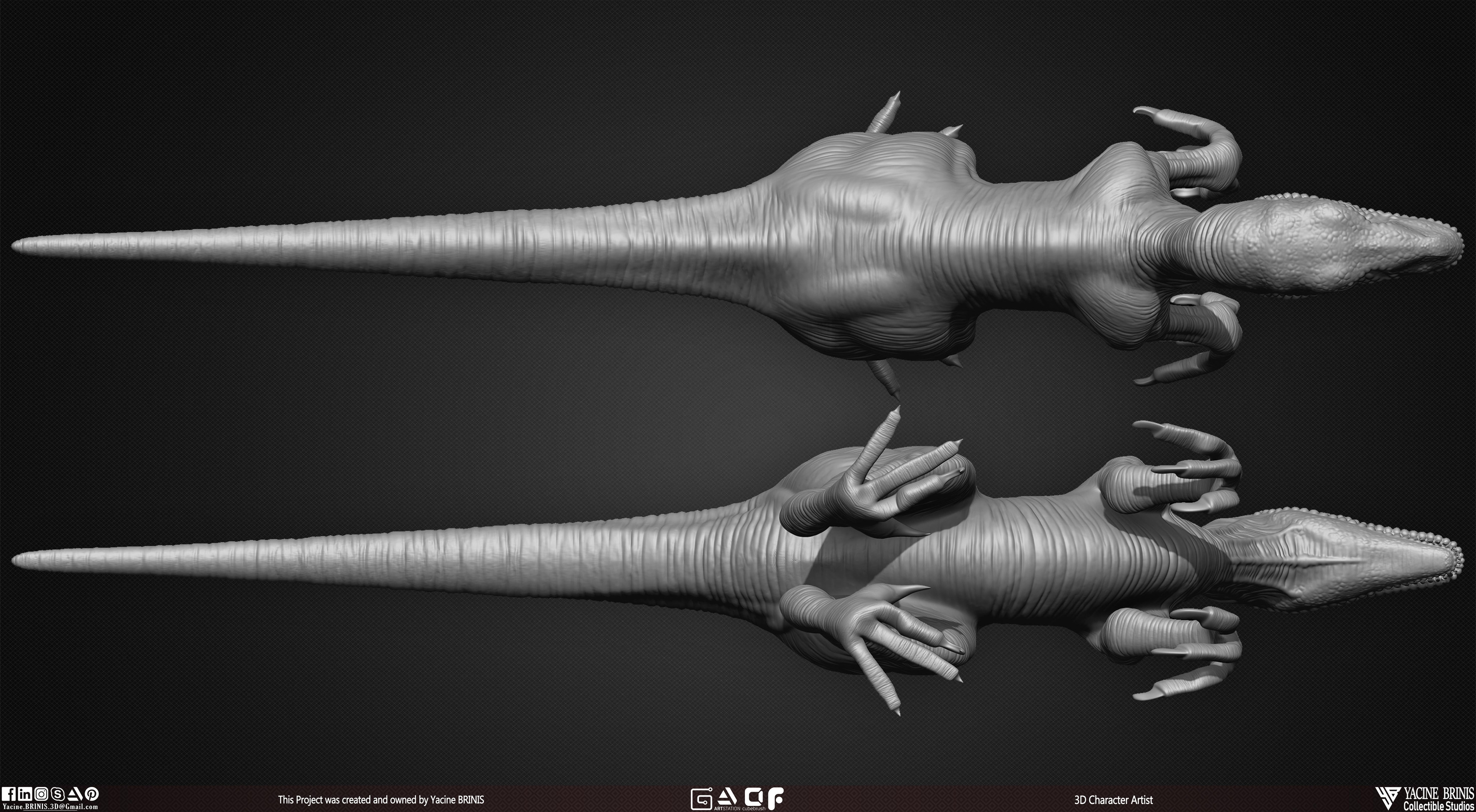 Dinosaur Reptile 3D Model sculpted by Yacine BRINIS 010