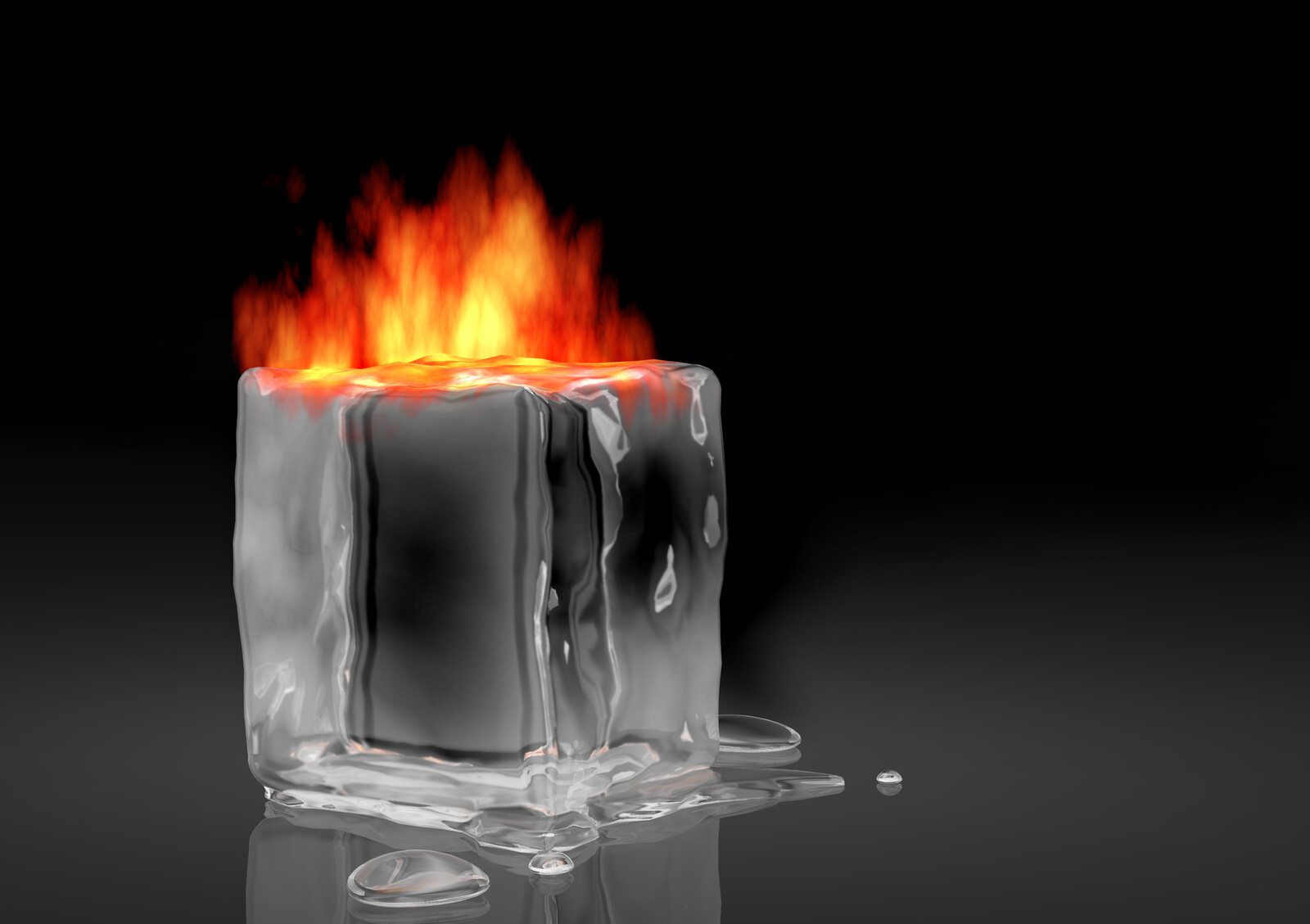 ice on fire. Early artwork of mine created a 3D scene of an Ice with a fire effect on top. Another entry I submitted for the monthly themed "Contrast".
