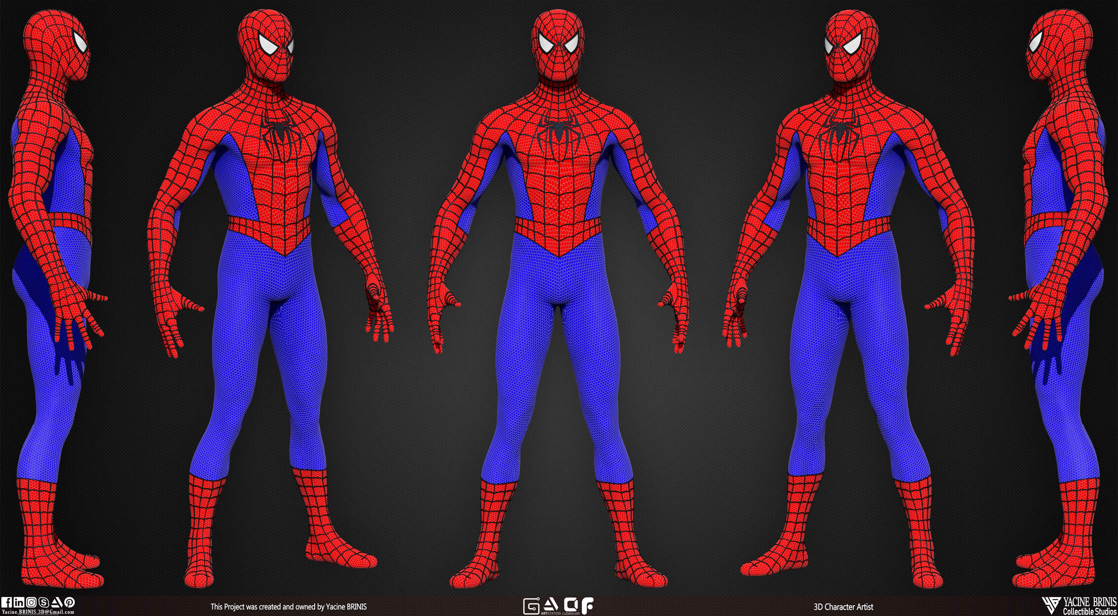 Spiderman Basemesh 3D Model sculpted by Yacine BRINIS 006