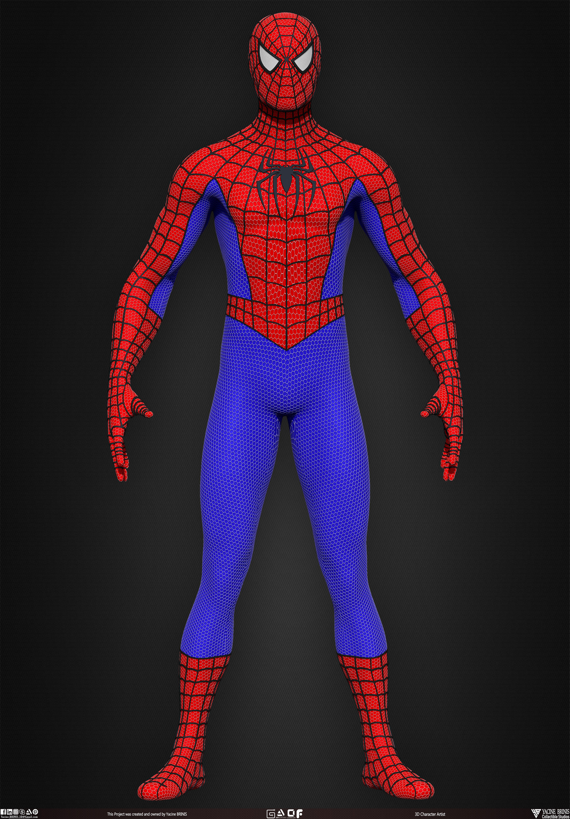Spiderman Basemesh 3D Model sculpted by Yacine BRINIS 013