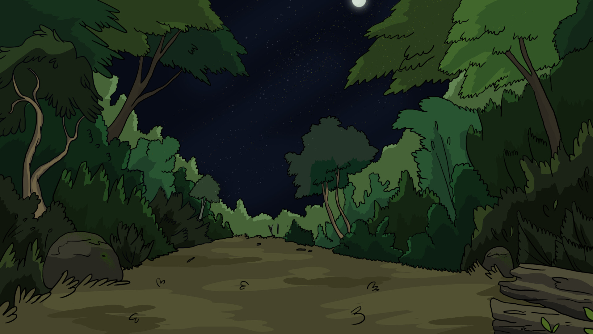 ArtStation - Animation Background - Night at the Forest
