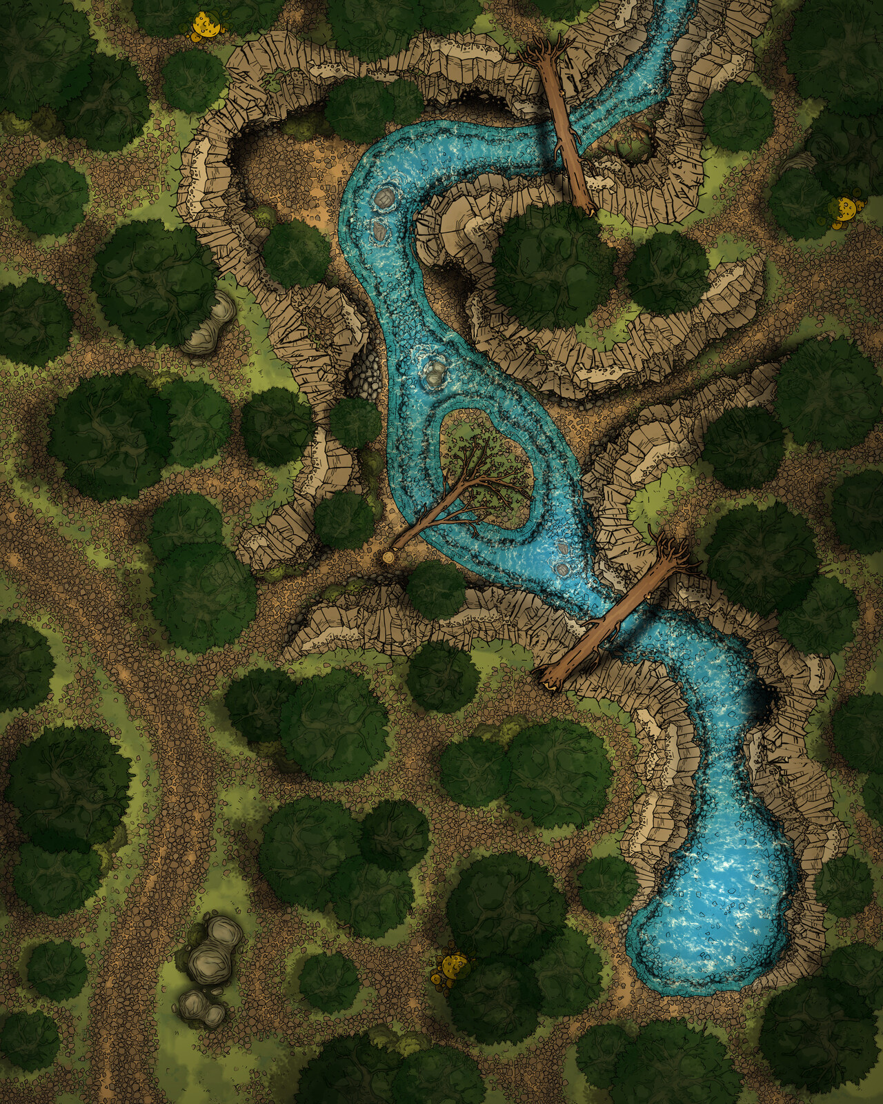 Forest Ravine Map &amp; Modular Cave Asset - [80 x 100]