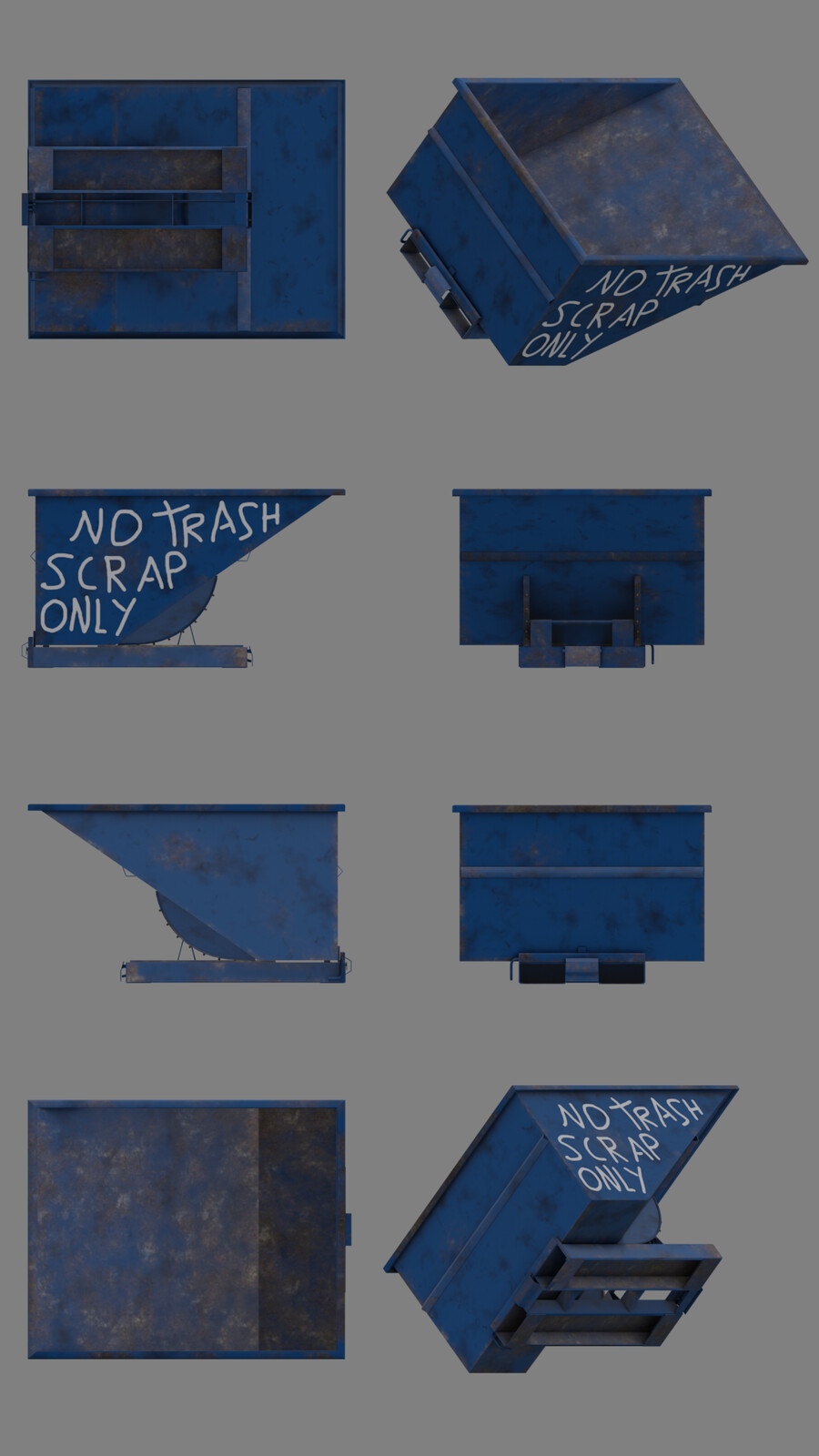 Tipping container low poly model. 5k triangles