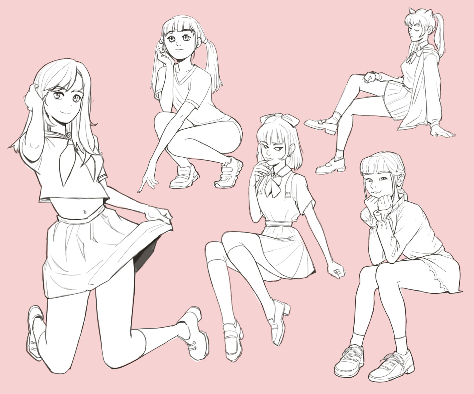 Anime Poses Drawing Reference Anime Body Sketch Cute Girl Manga Stock Illustration by ©satoshy #344585728