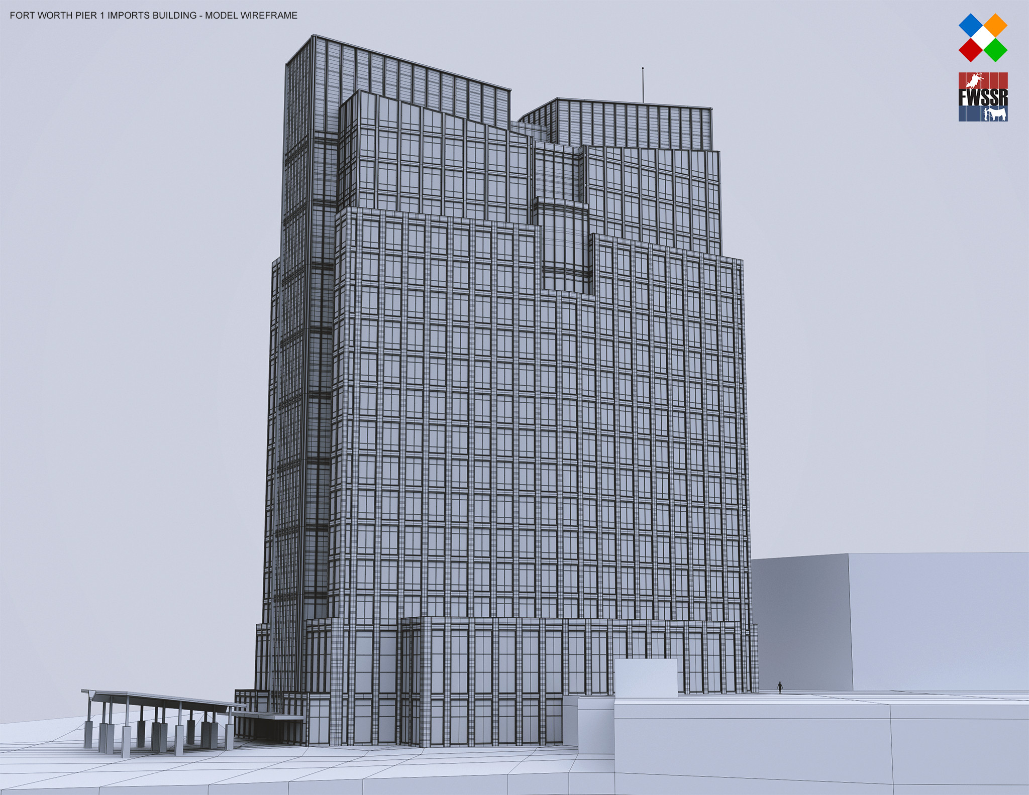 Fort Worth Pier 1 Imports Building Wireframe Render 