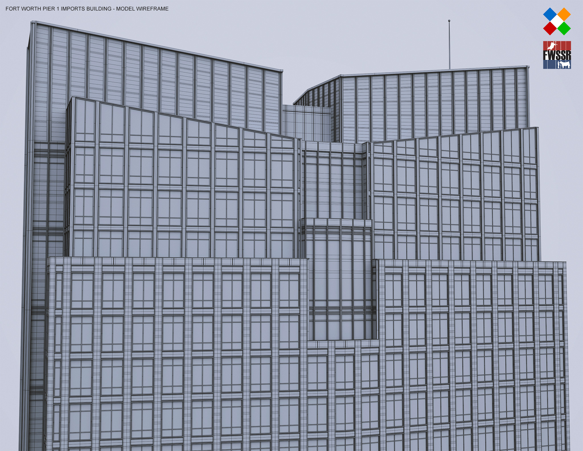 Fort Worth Pier 1 Imports Building Wireframe Render