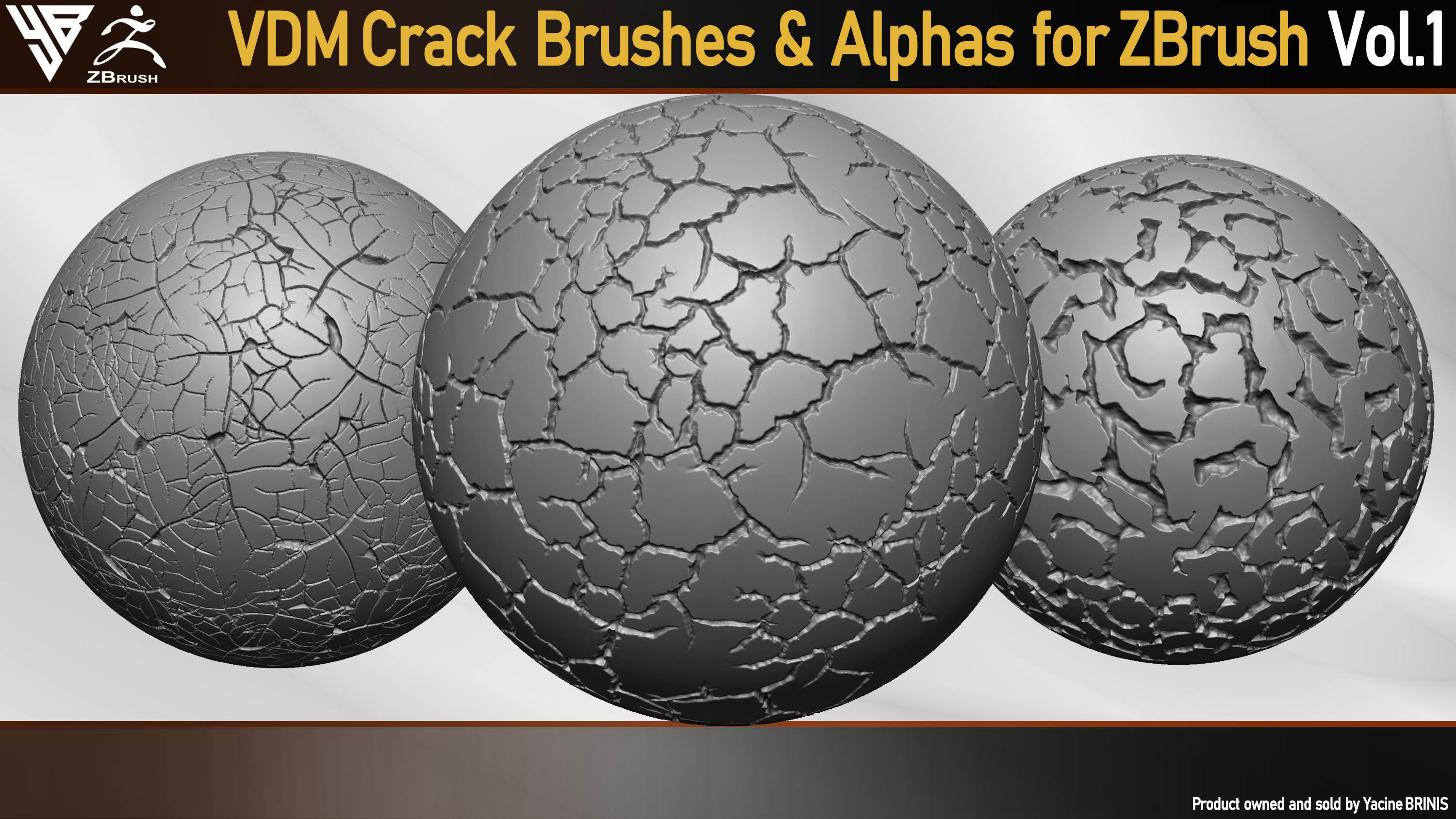 20 VDM Crack Brushes and Alphas for ZBrush (By Yacine BRINIS) Vol1 Set 005