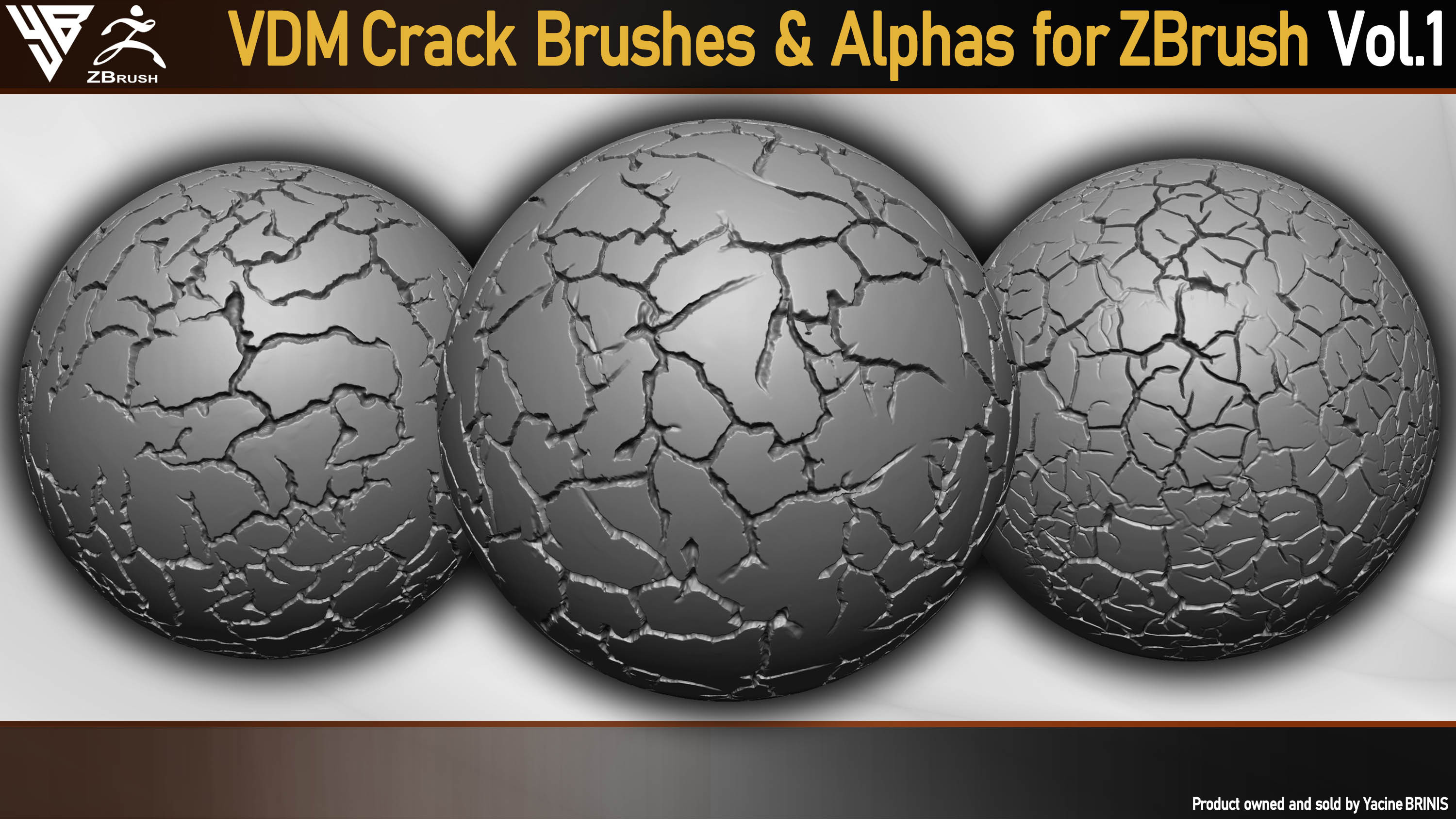 20 VDM Crack Brushes and Alphas for ZBrush (By Yacine BRINIS) Vol1 Set 006