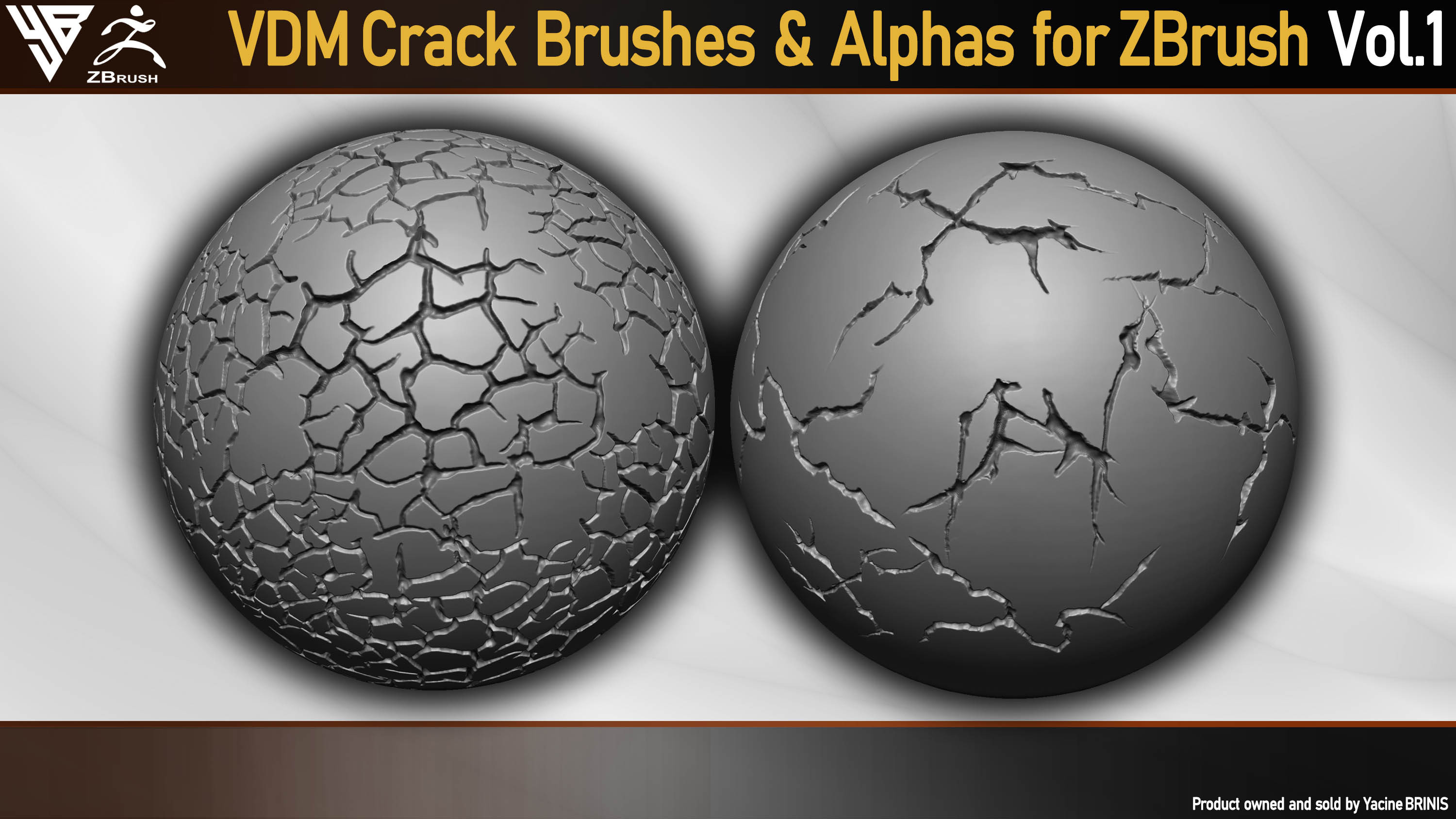 20 VDM Crack Brushes and Alphas for ZBrush (By Yacine BRINIS) Vol1 Set 007