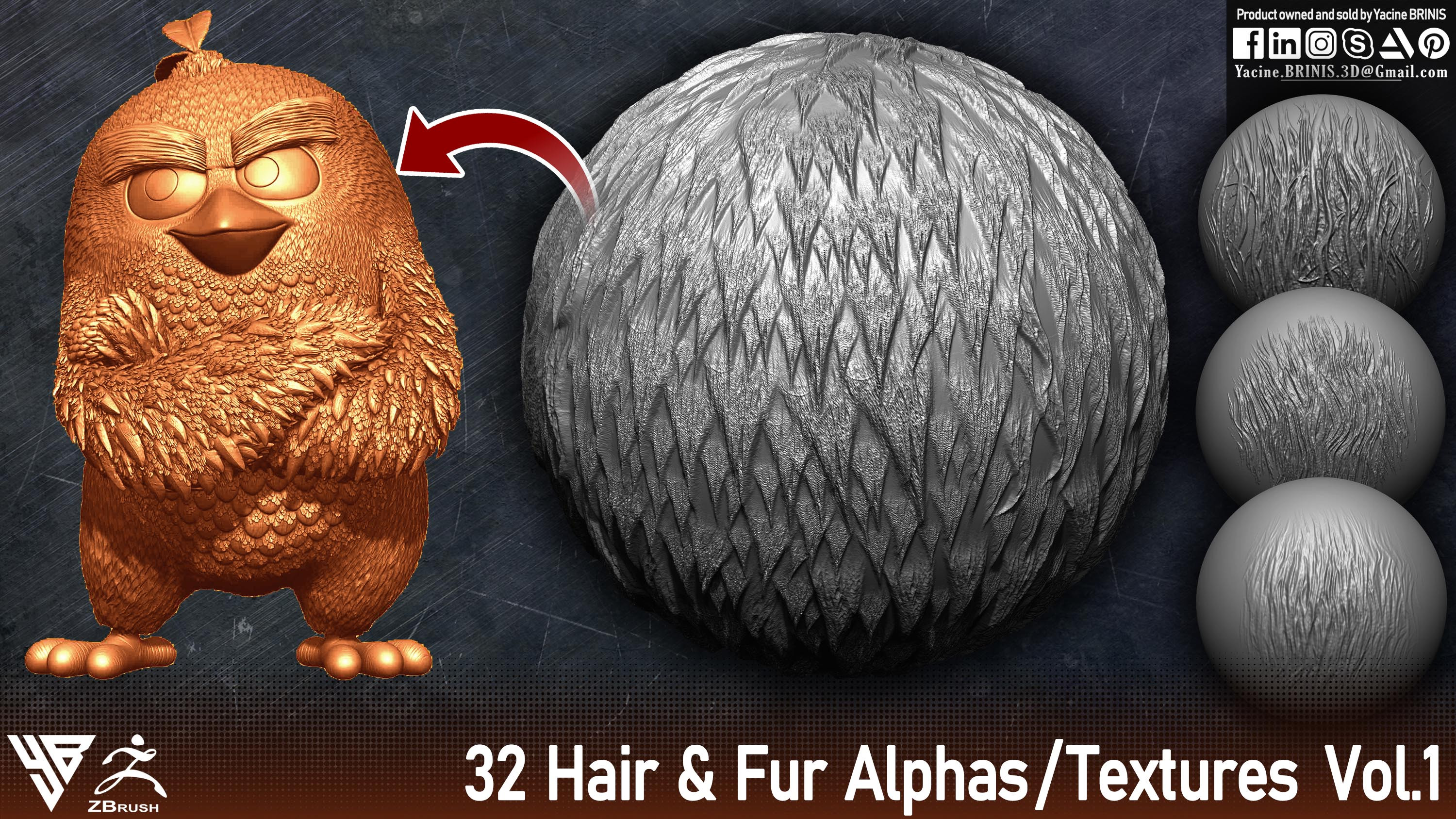 Hair and Fur Alphas-Textures Vol 01 By Yacine BRINIS Set 001