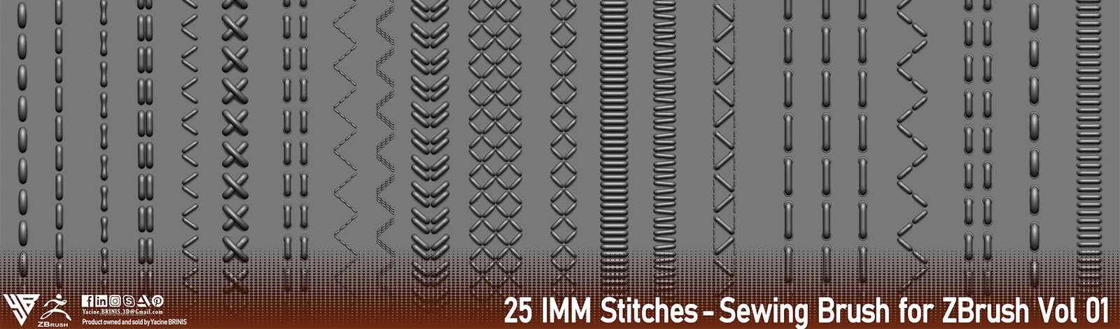 25 IMM Stitches-Sewing Brush for ZBrush Vol 01 By Yacine BRINIS Set 003