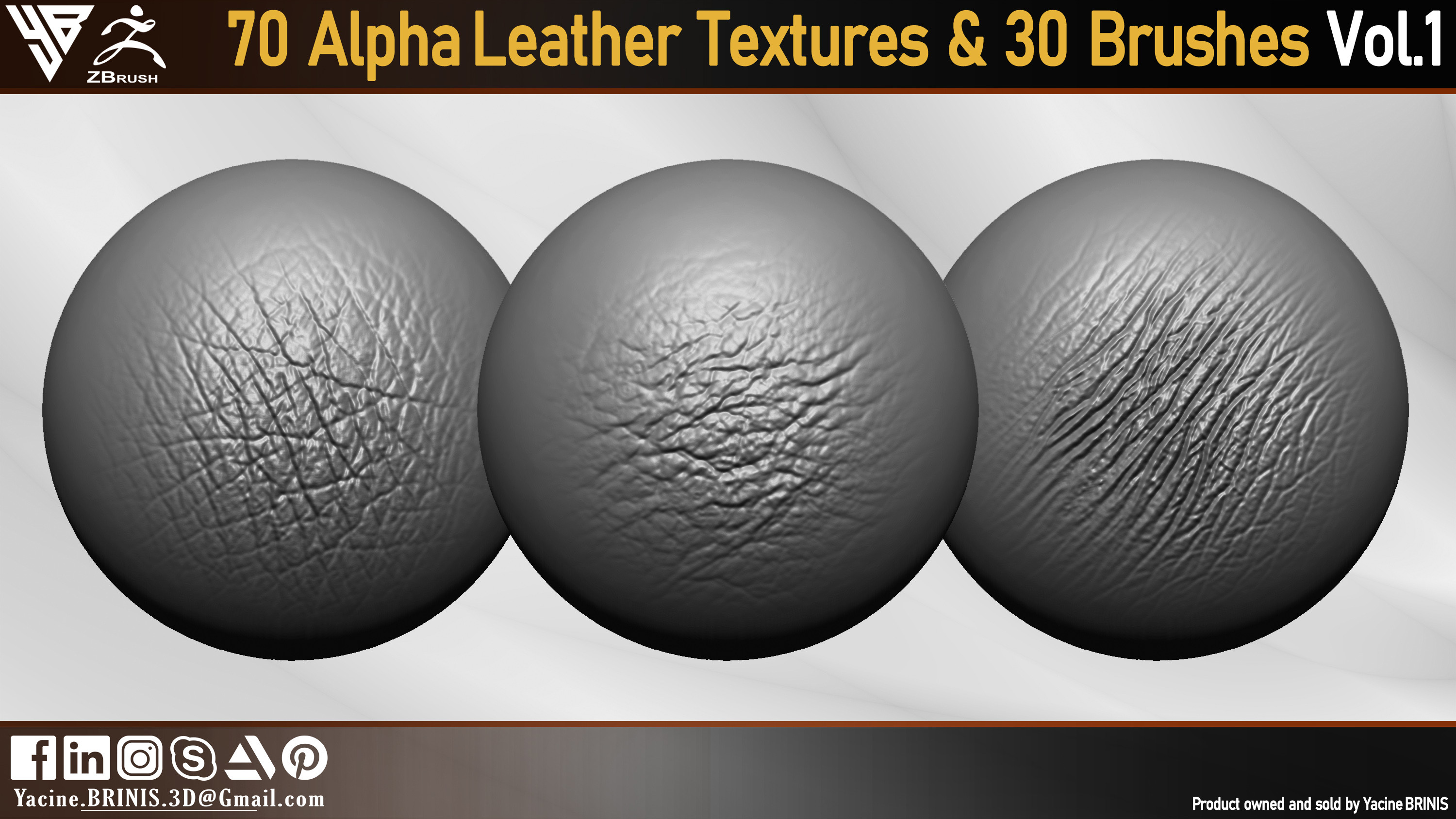 Leather textures pack (Alphas and Brushes) Vol 01 (By Yacine BRINIS) Set 06