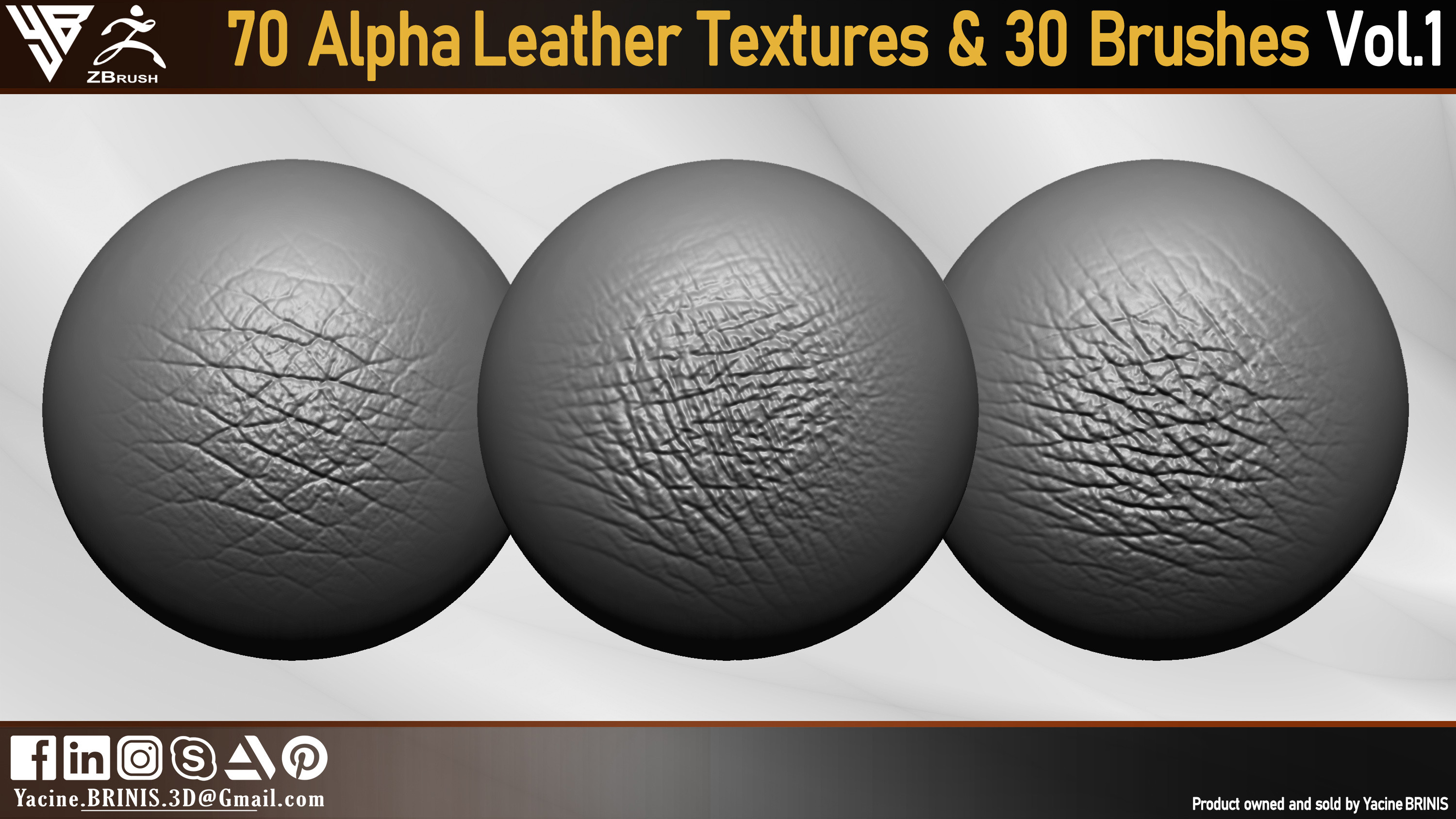 Leather textures pack (Alphas and Brushes) Vol 01 (By Yacine BRINIS) Set 08