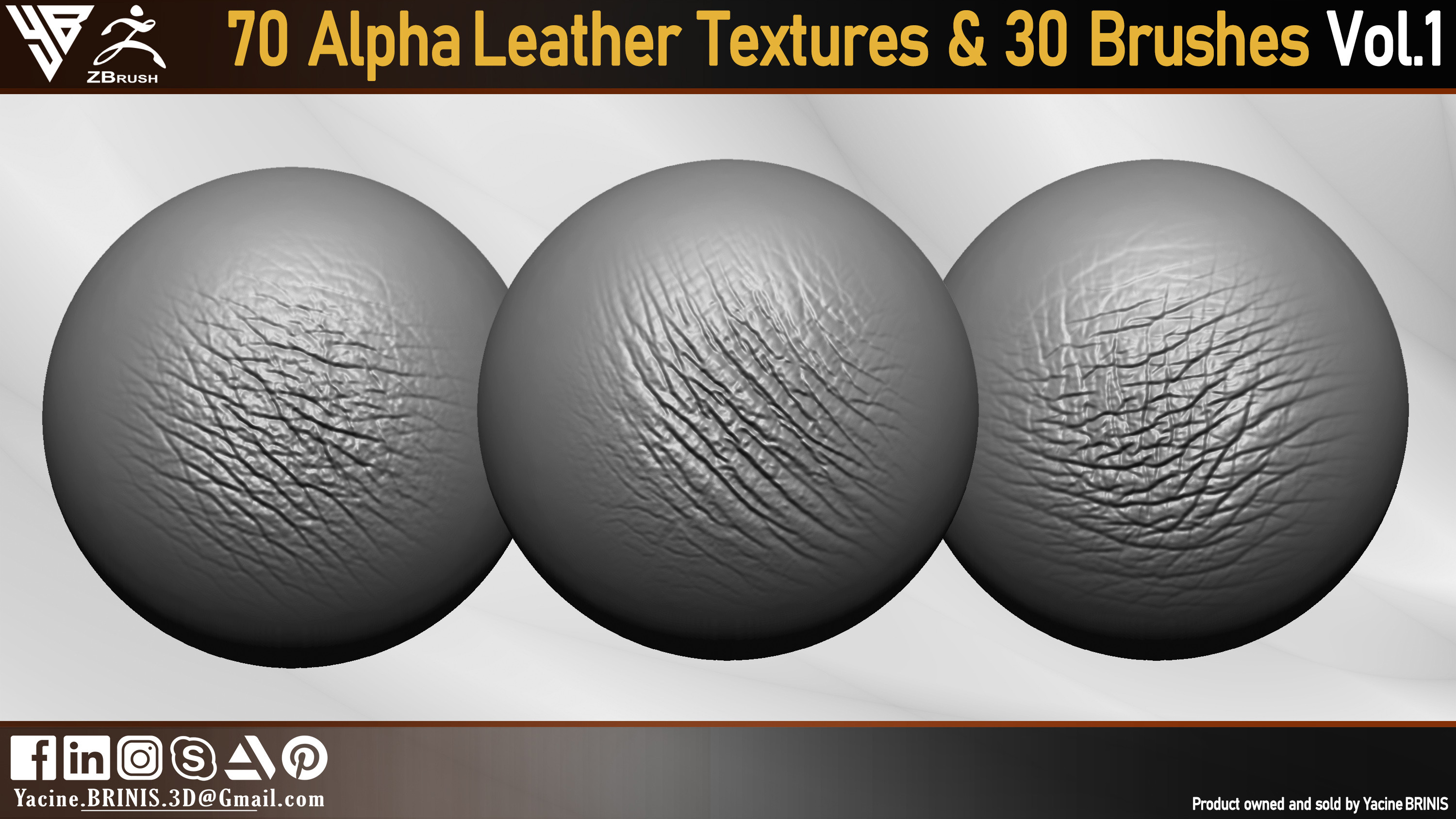 Leather textures pack (Alphas and Brushes) Vol 01 (By Yacine BRINIS) Set 10