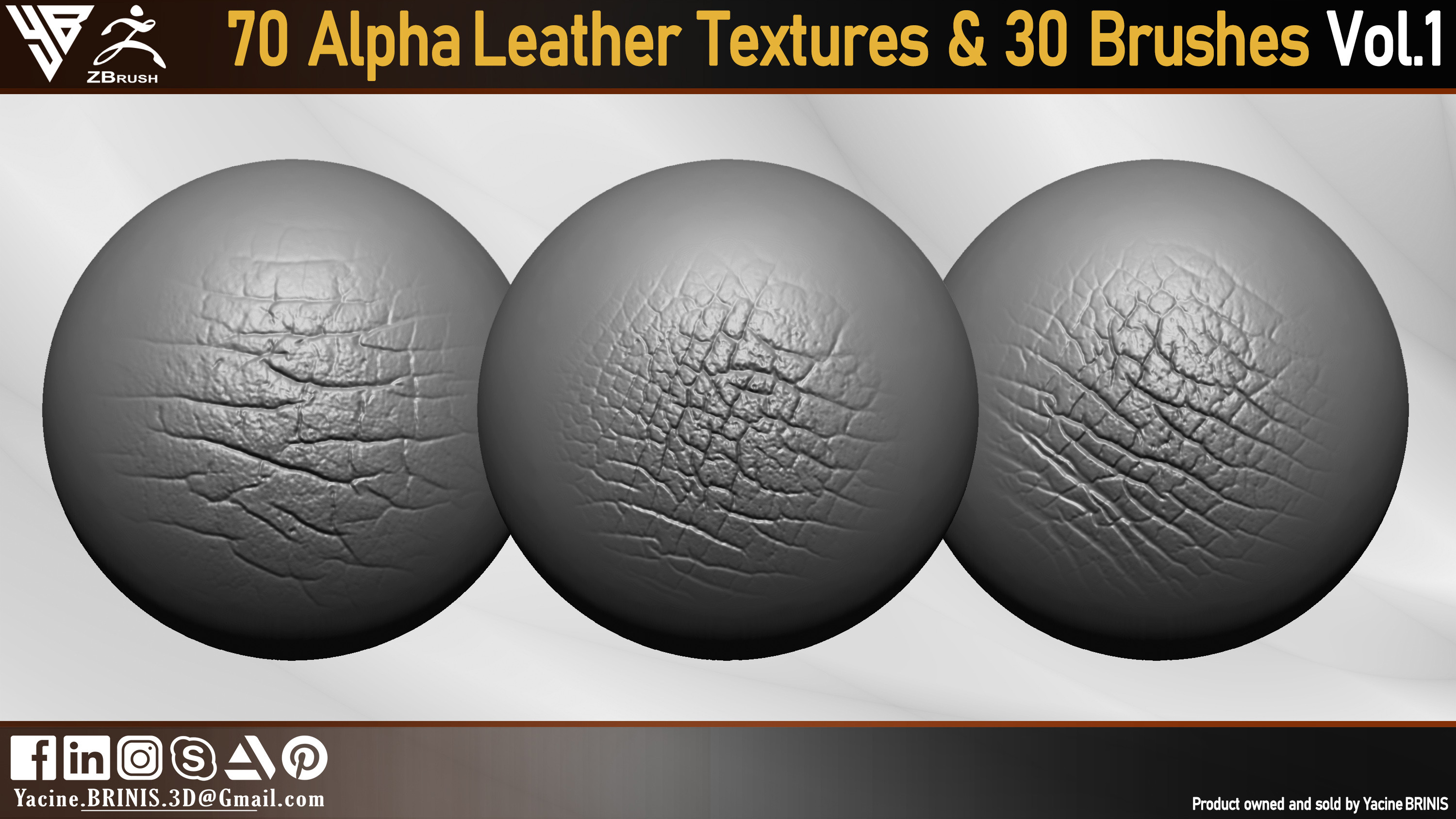 Leather textures pack (Alphas and Brushes) Vol 01 (By Yacine BRINIS) Set 12
