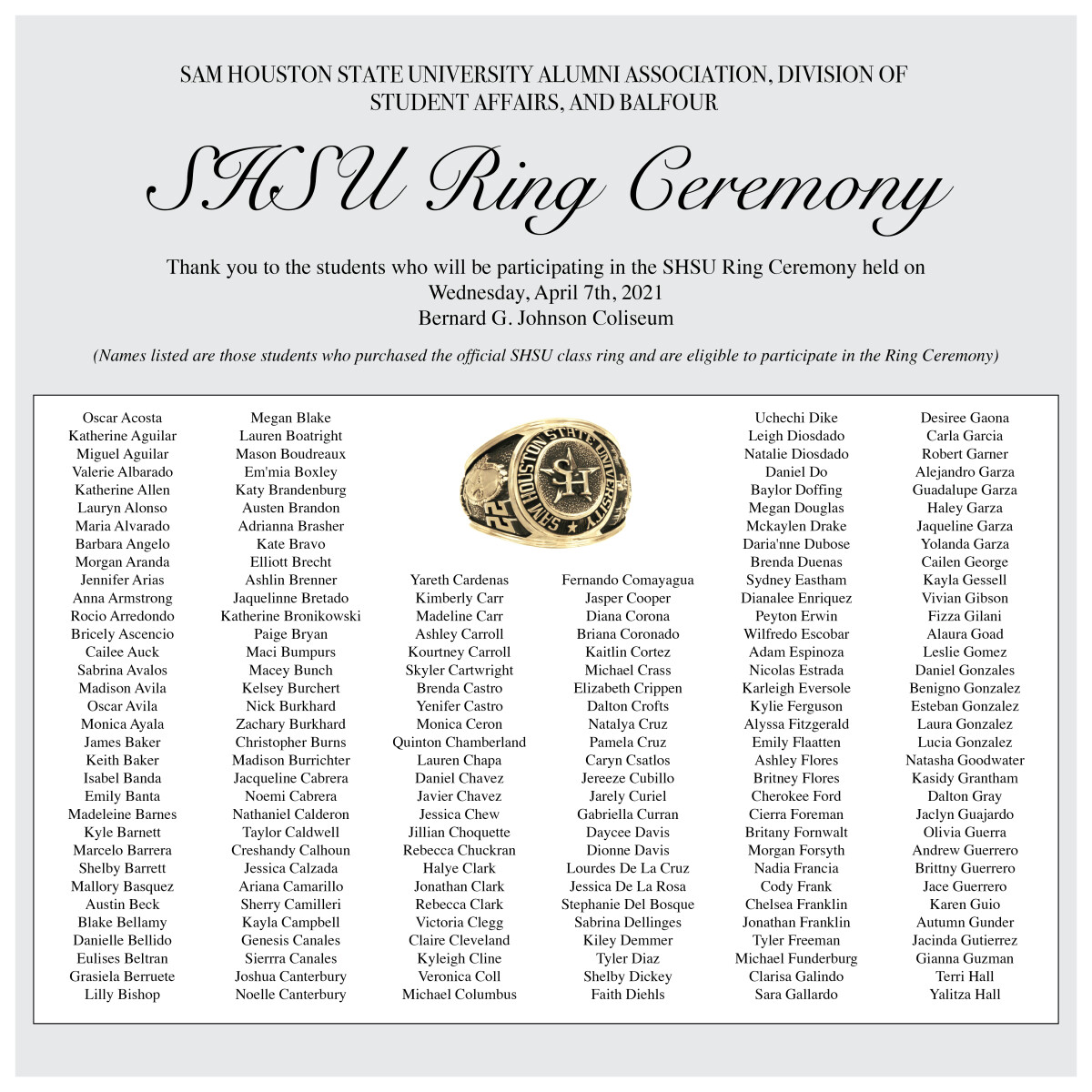 ArtStation SHSU Ring Ceremony
