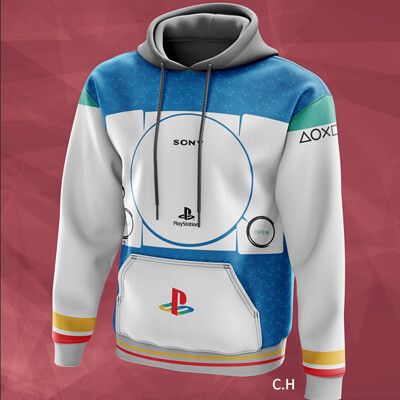 Playstation Men's Black Japanese Logo Hoodie Sweatshirt