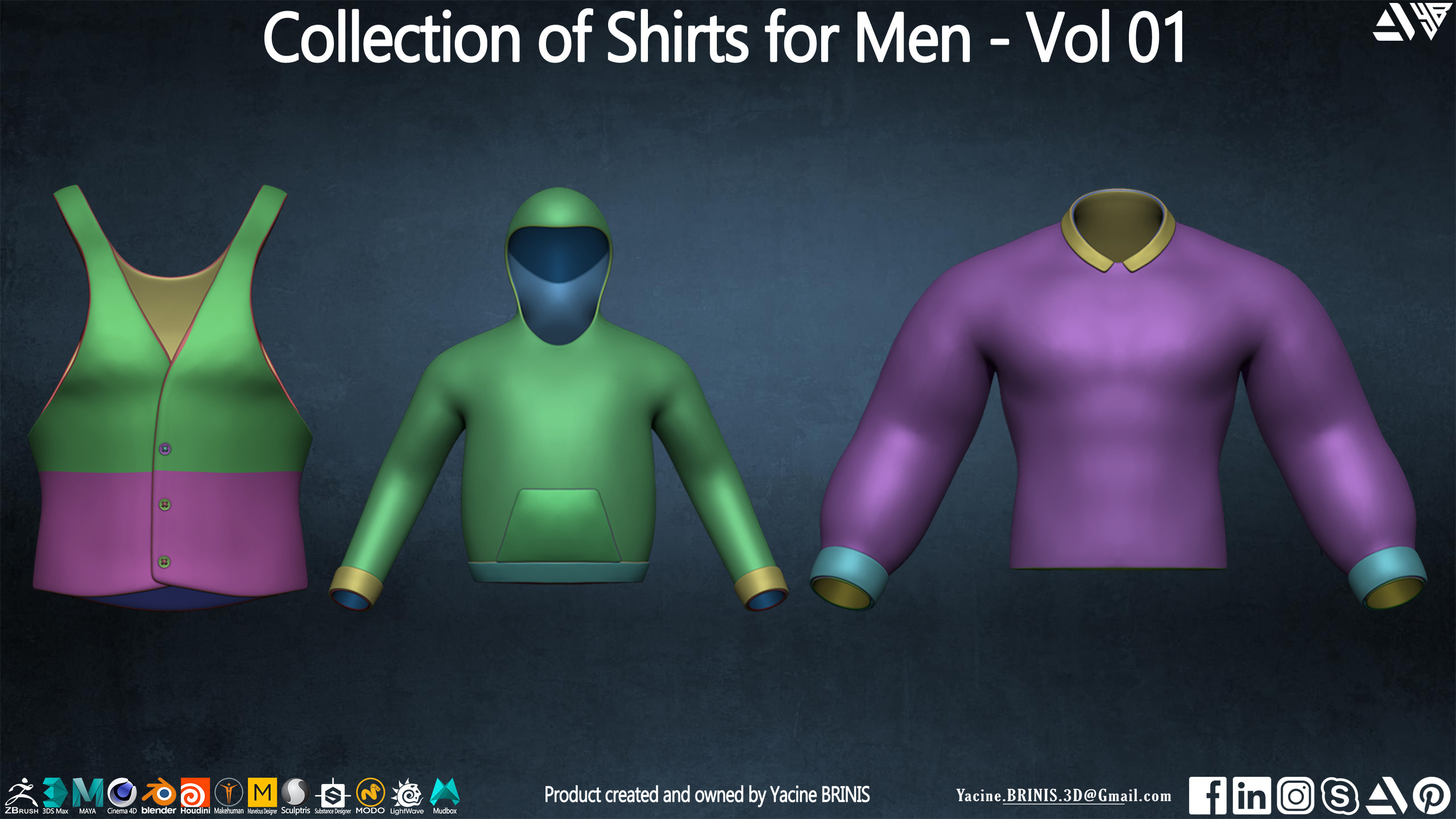 Collection of Shirts for Men - Volume 01 By Yacine BRINIS - 003