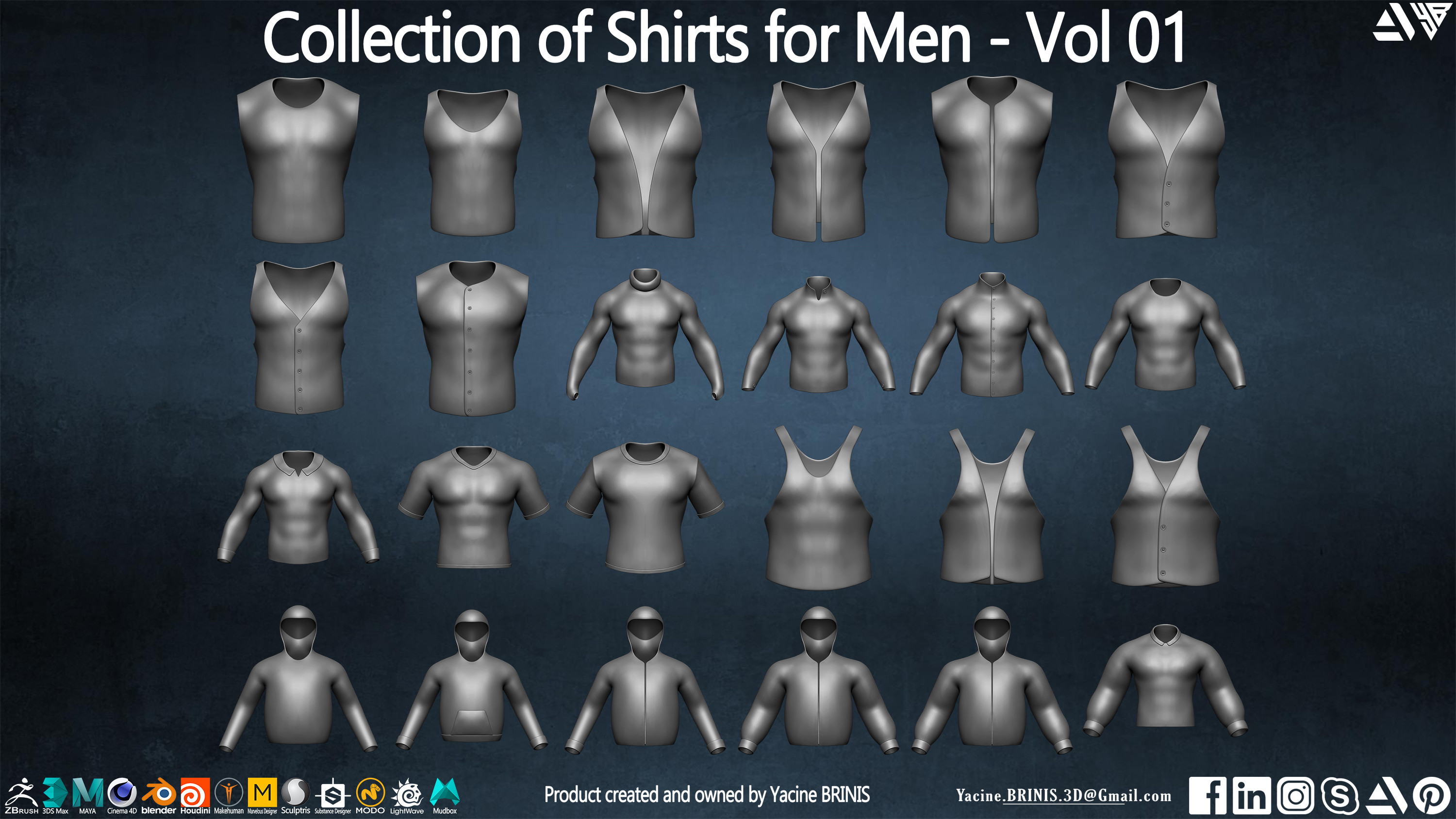 Collection of Shirts for Men - Volume 01 By Yacine BRINIS - 005