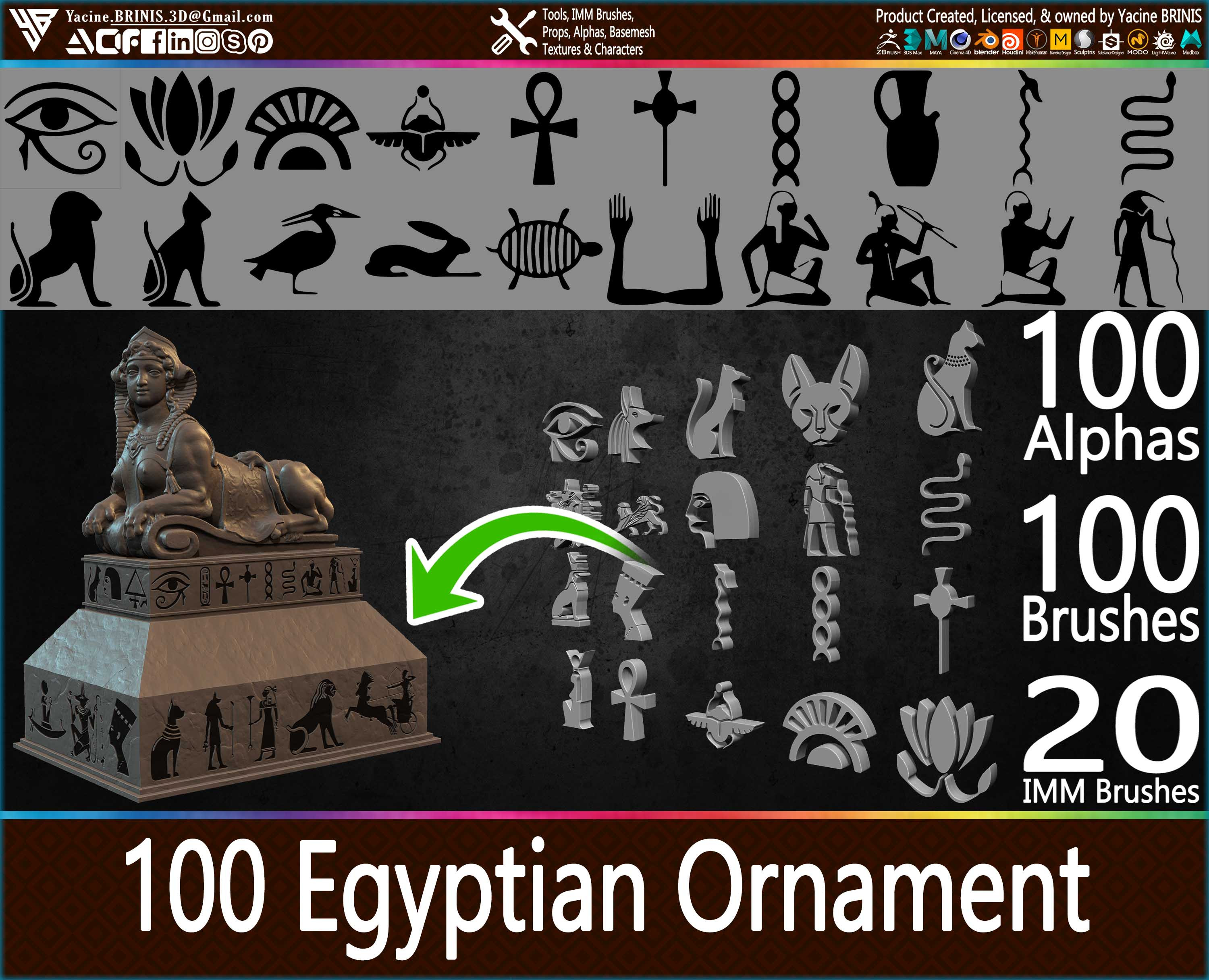 Egyptian Symbols (Ornment) Vol 01 By Yacine BRINIS Set 11