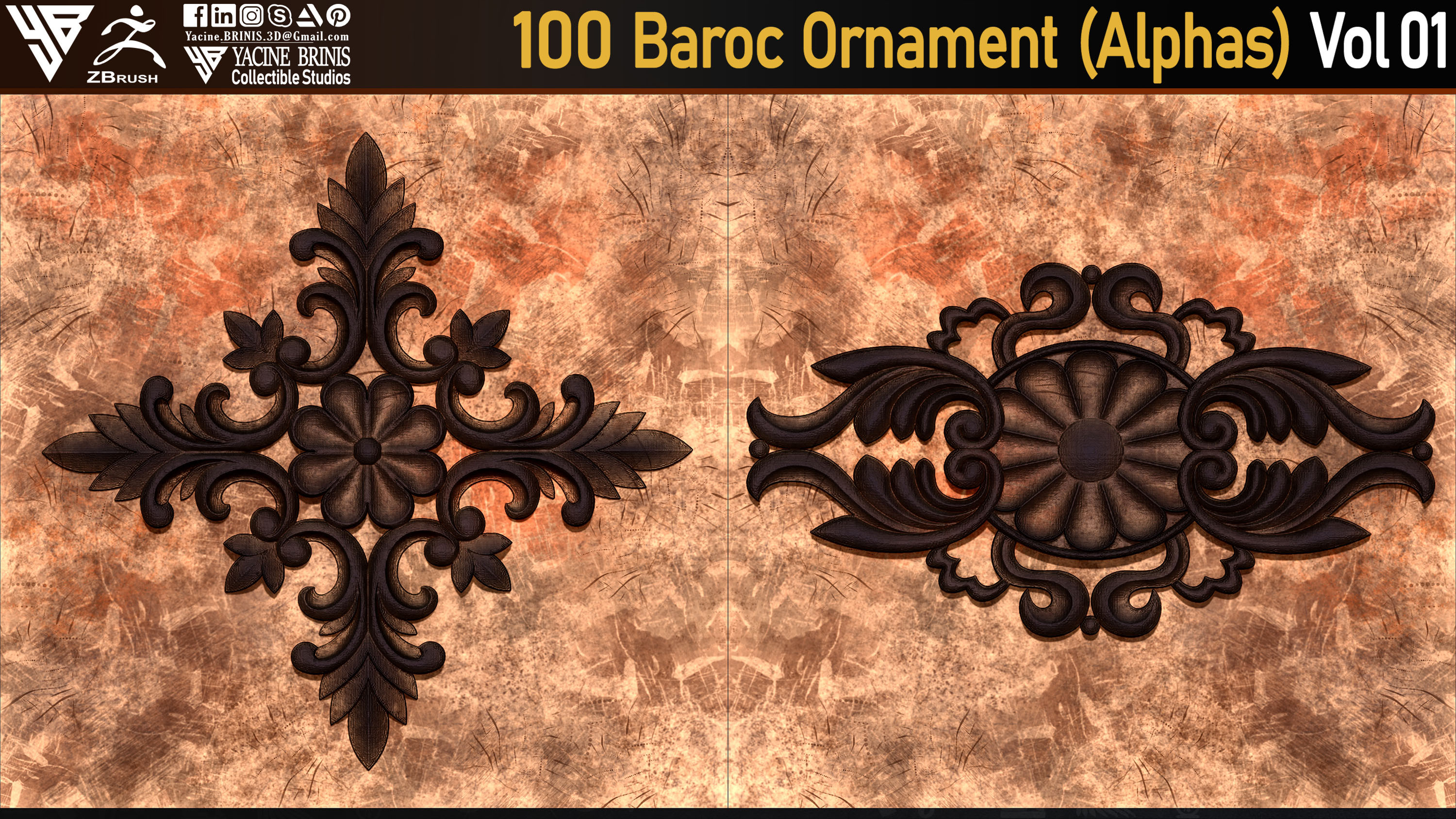 Baroc Ornament Alpha textures sculpted by Yacine BRINIS 06