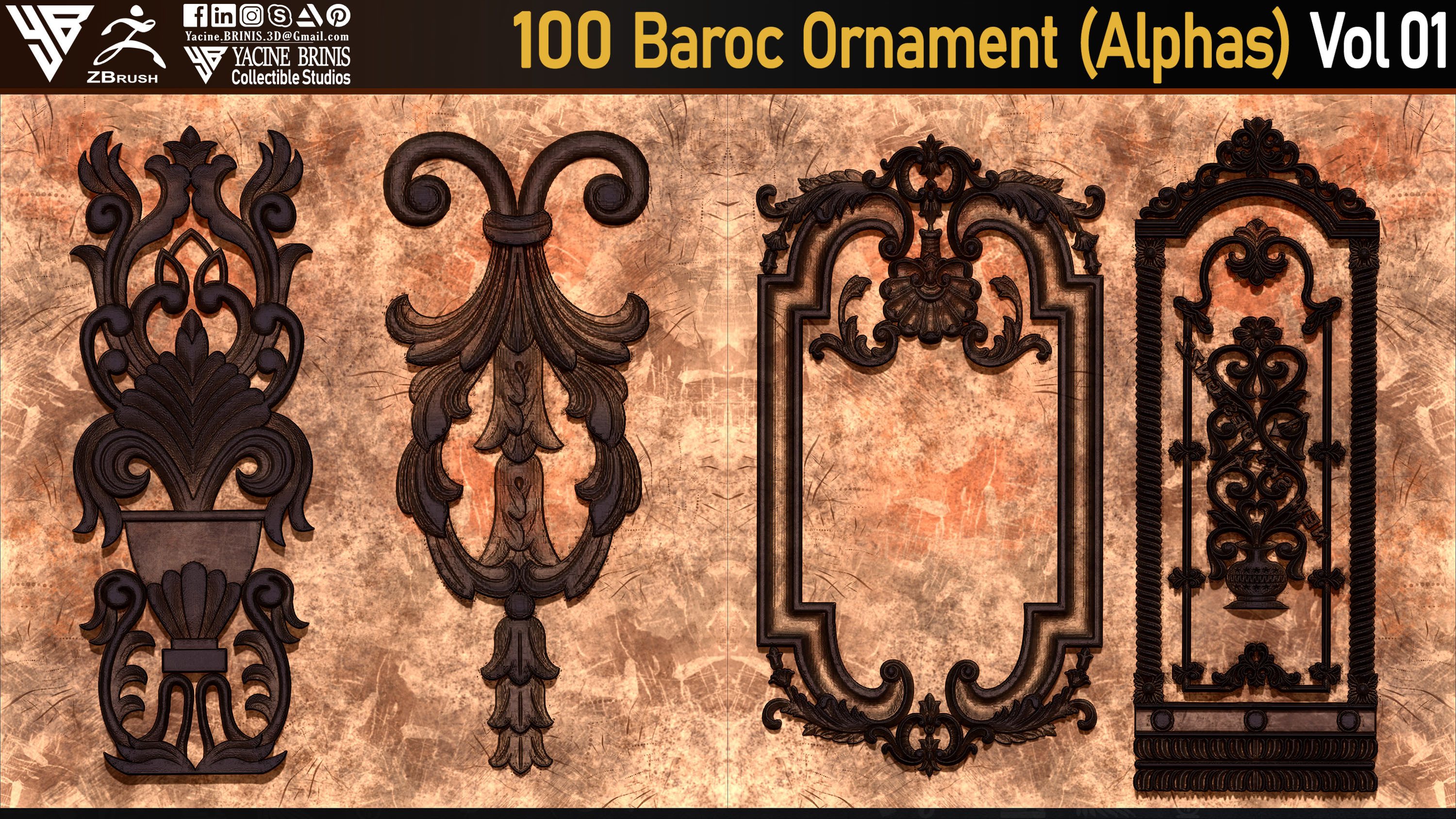 Baroc Ornament Alpha textures sculpted by Yacine BRINIS 08