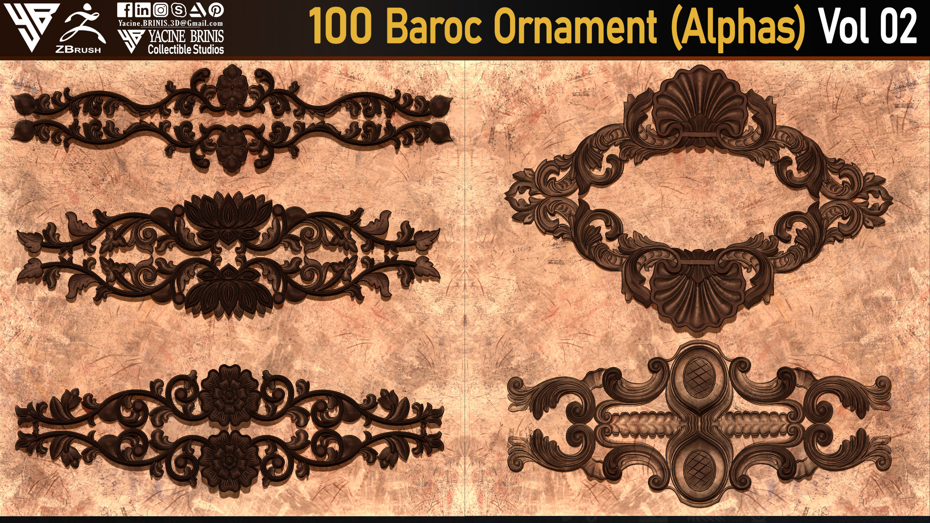 Baroc Ornament Alpha textures sculpted by Yacine BRINIS 15
