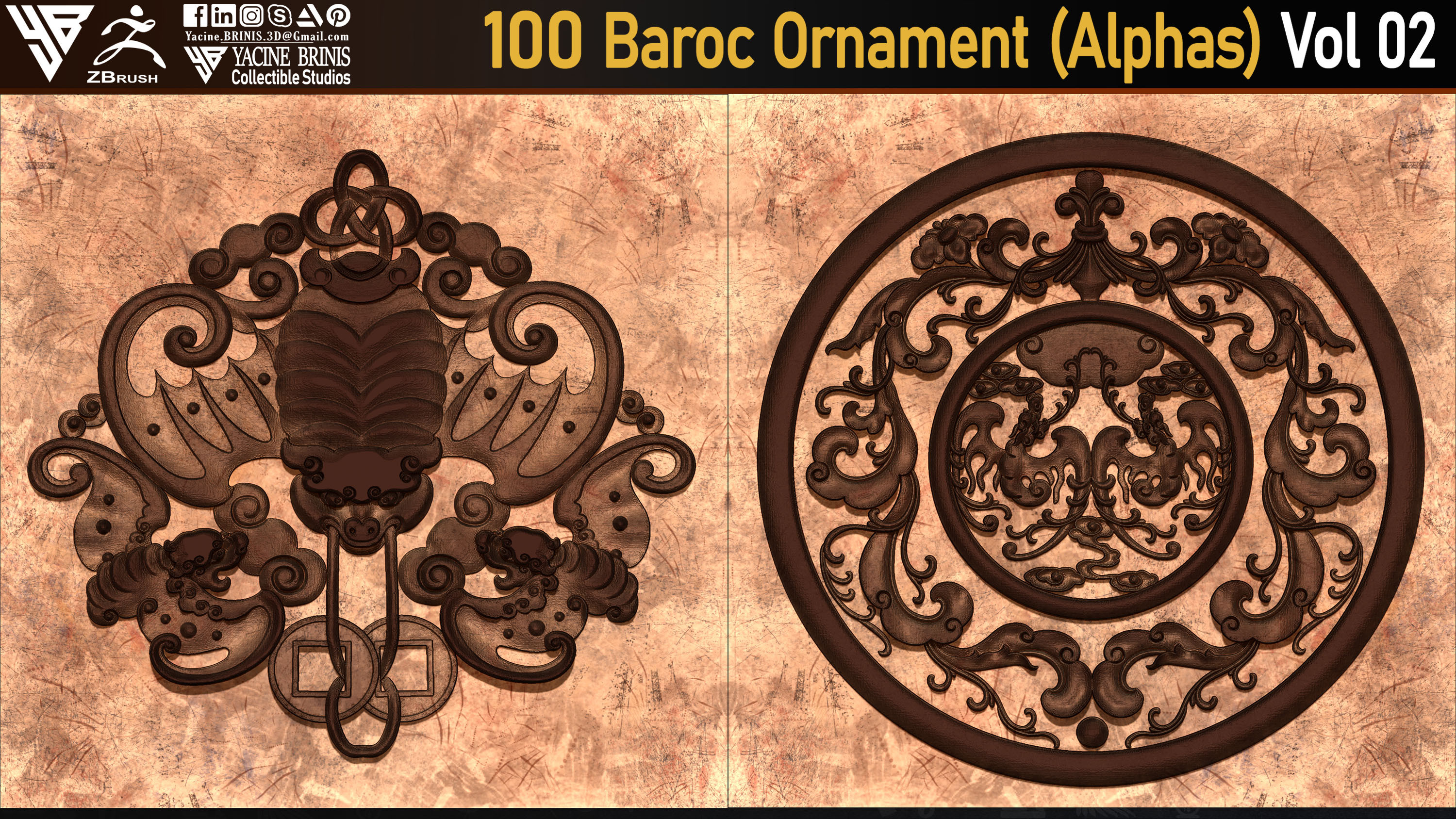 Baroc Ornament Alpha textures sculpted by Yacine BRINIS 17