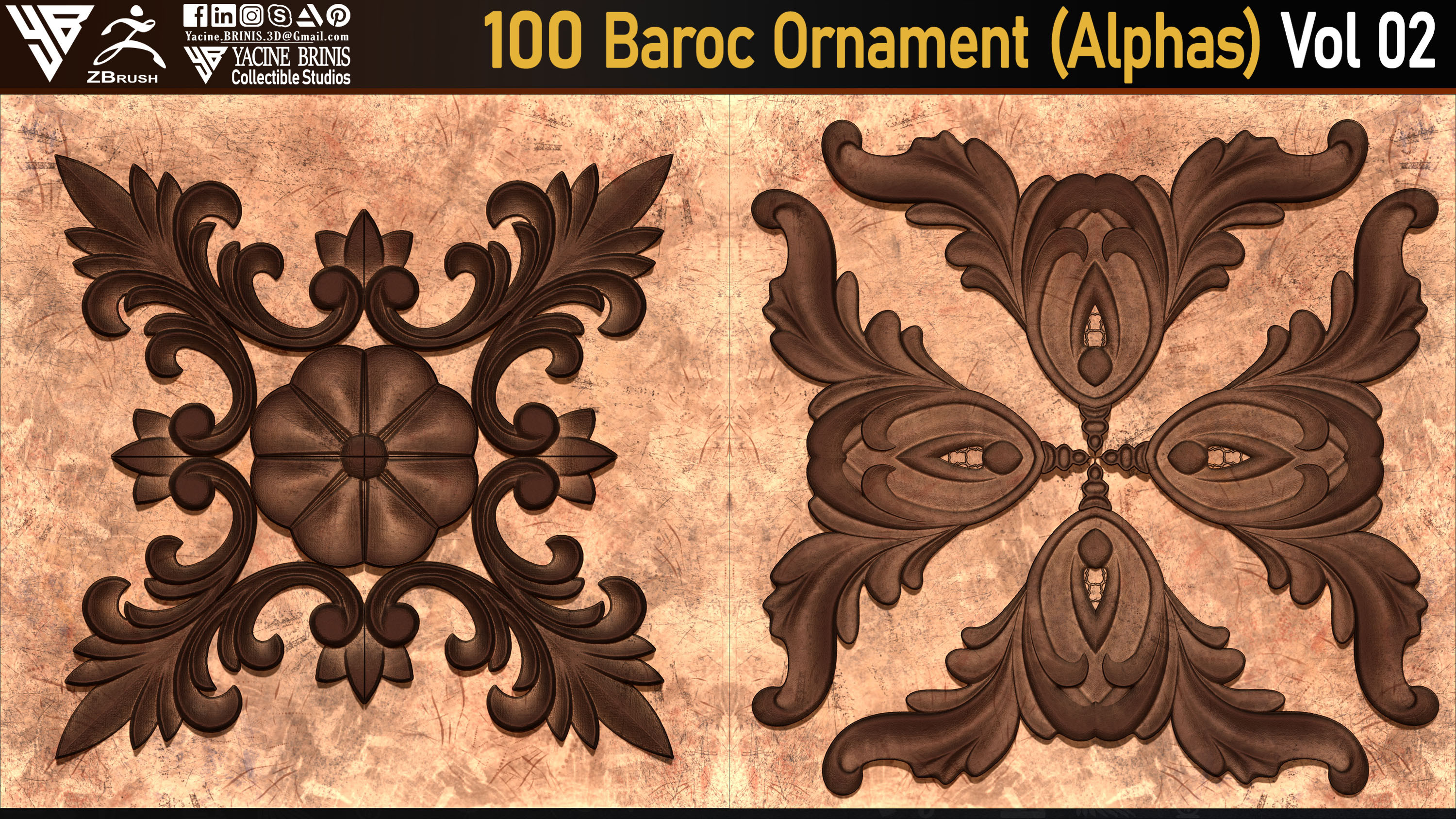 Baroc Ornament Alpha textures sculpted by Yacine BRINIS 19