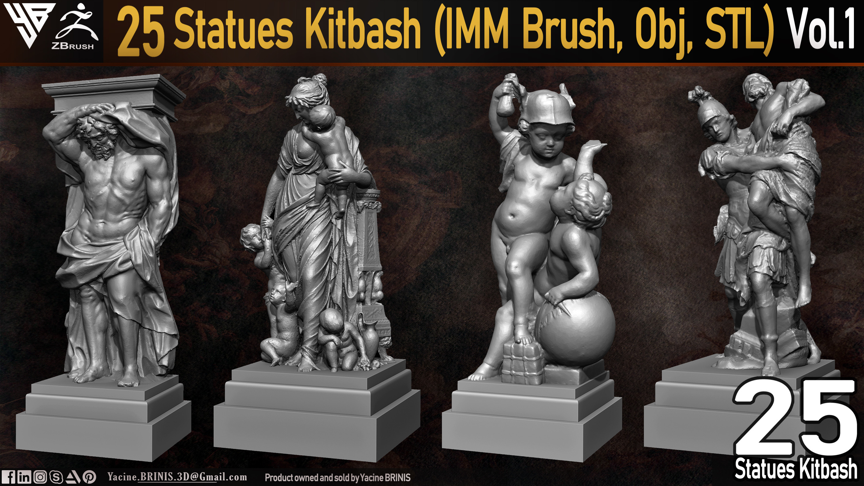 Statues Kitbash by yacine brinis Set 01