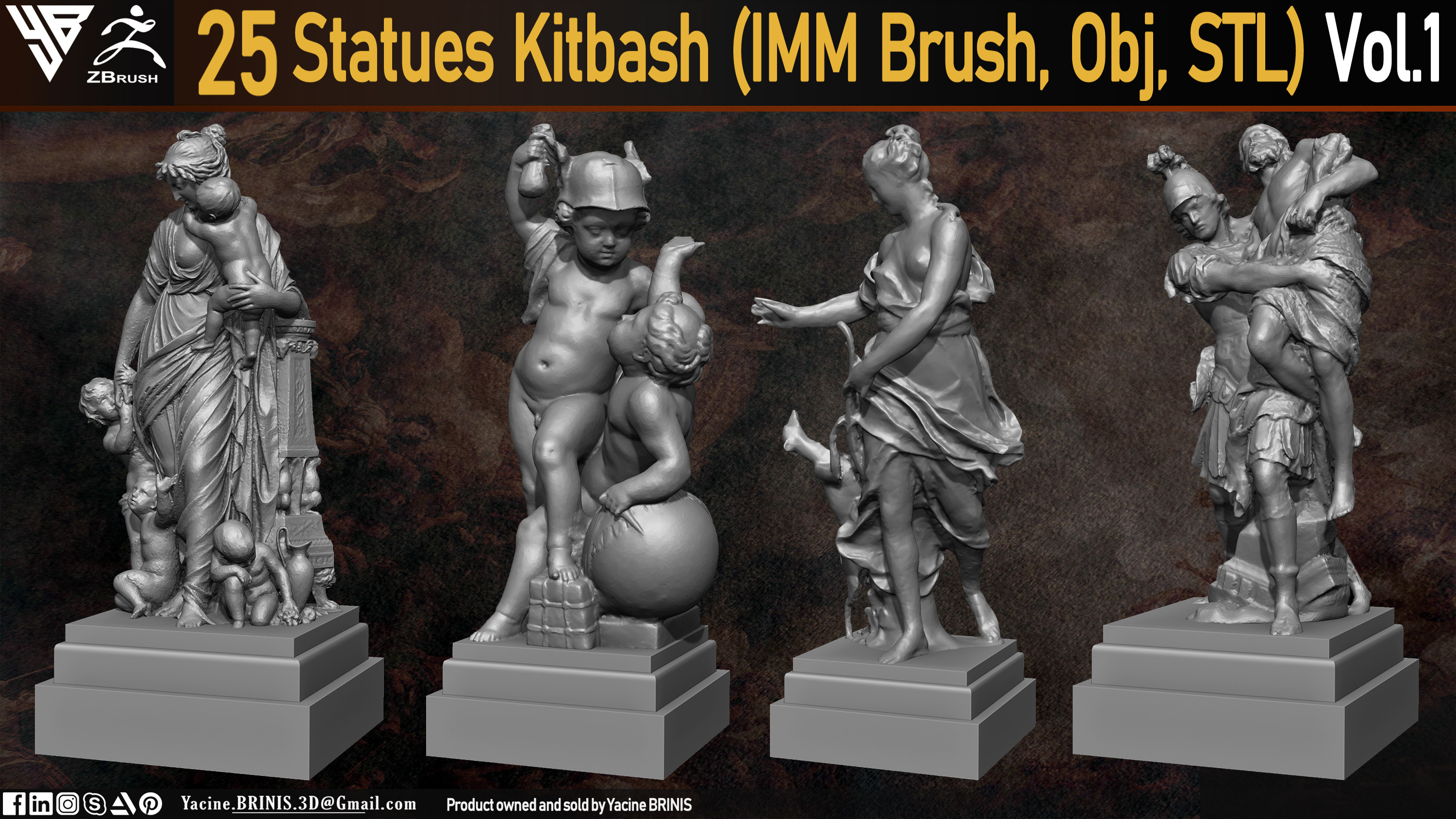 Statues Kitbash by yacine brinis Set 03
