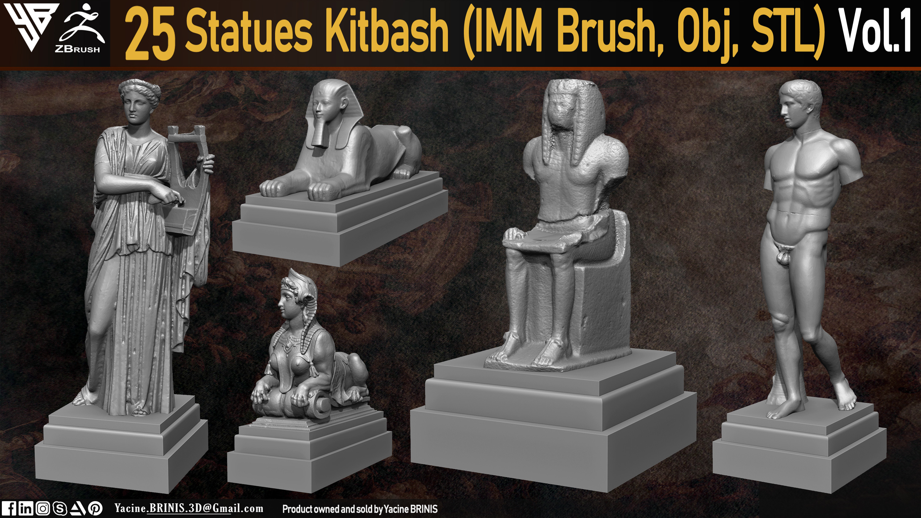 Statues Kitbash by yacine brinis Set 05