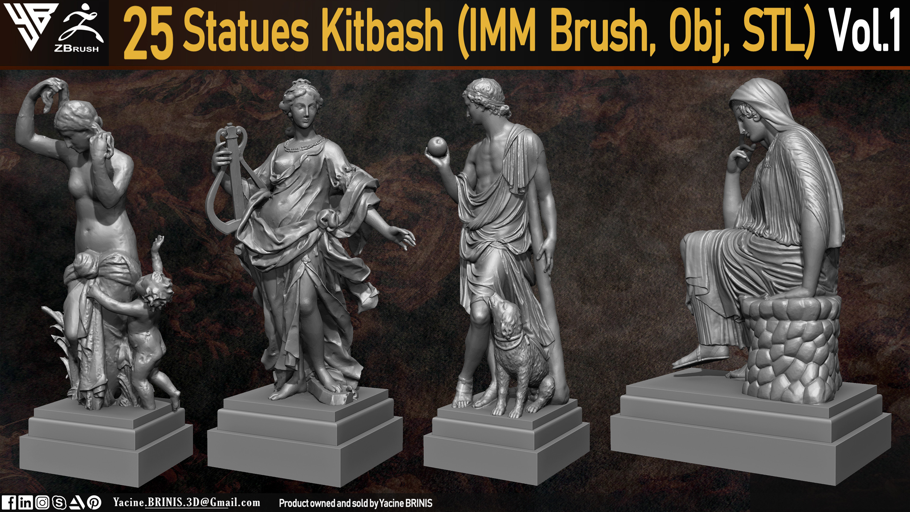 Statues Kitbash by yacine brinis Set 07