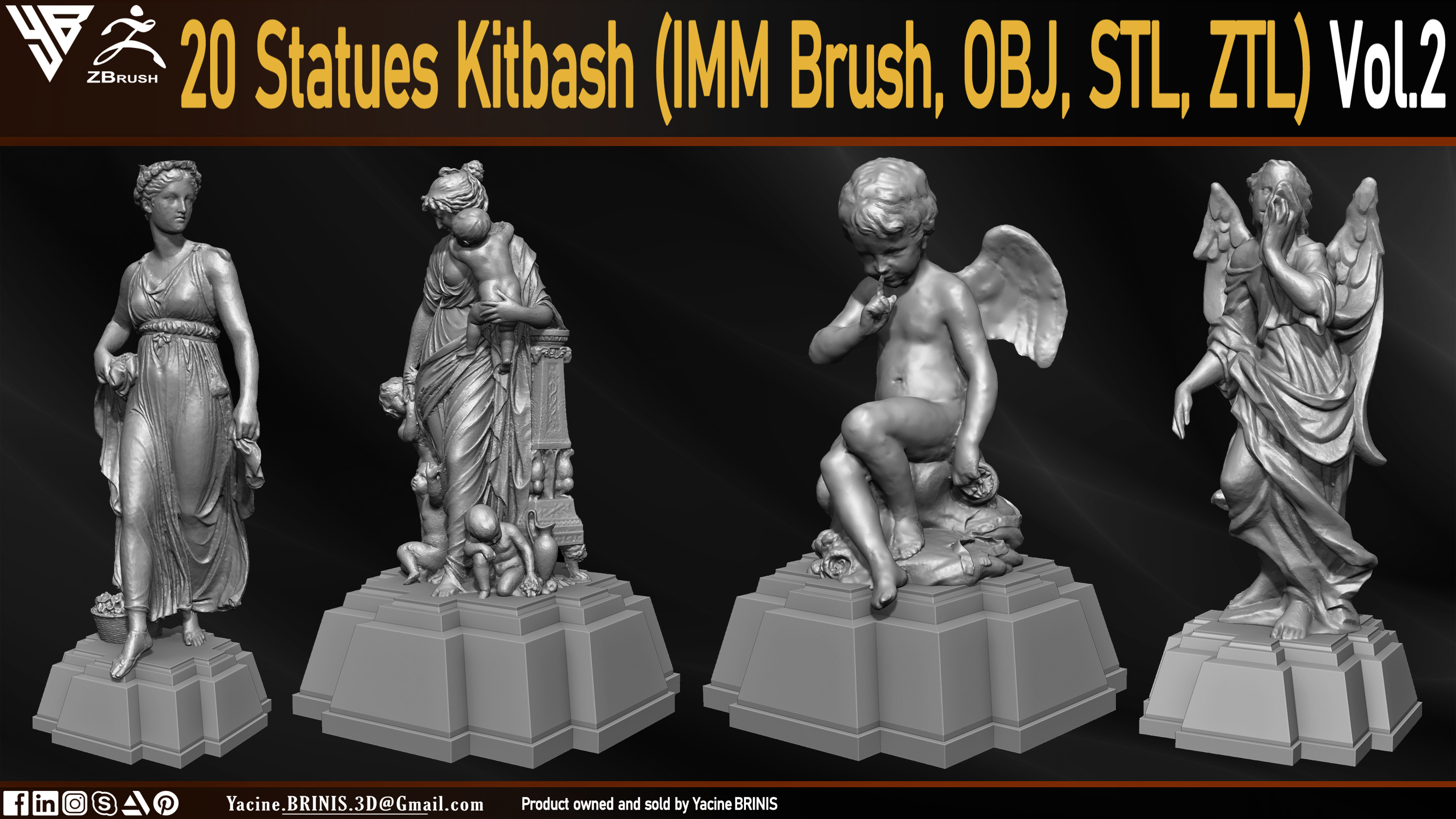 Statues Kitbash by yacine brinis Set 09