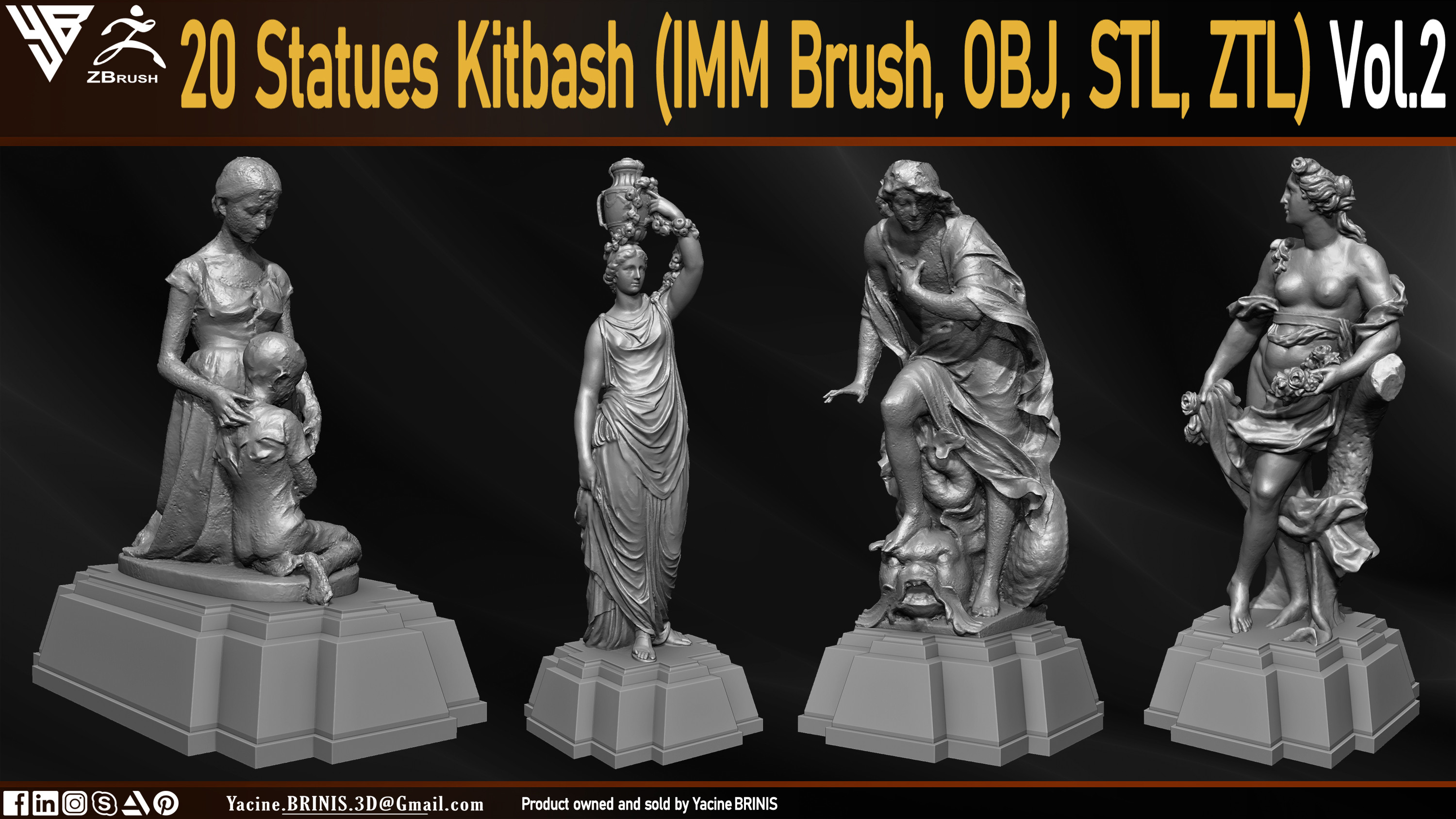 Statues Kitbash by yacine brinis Set 10