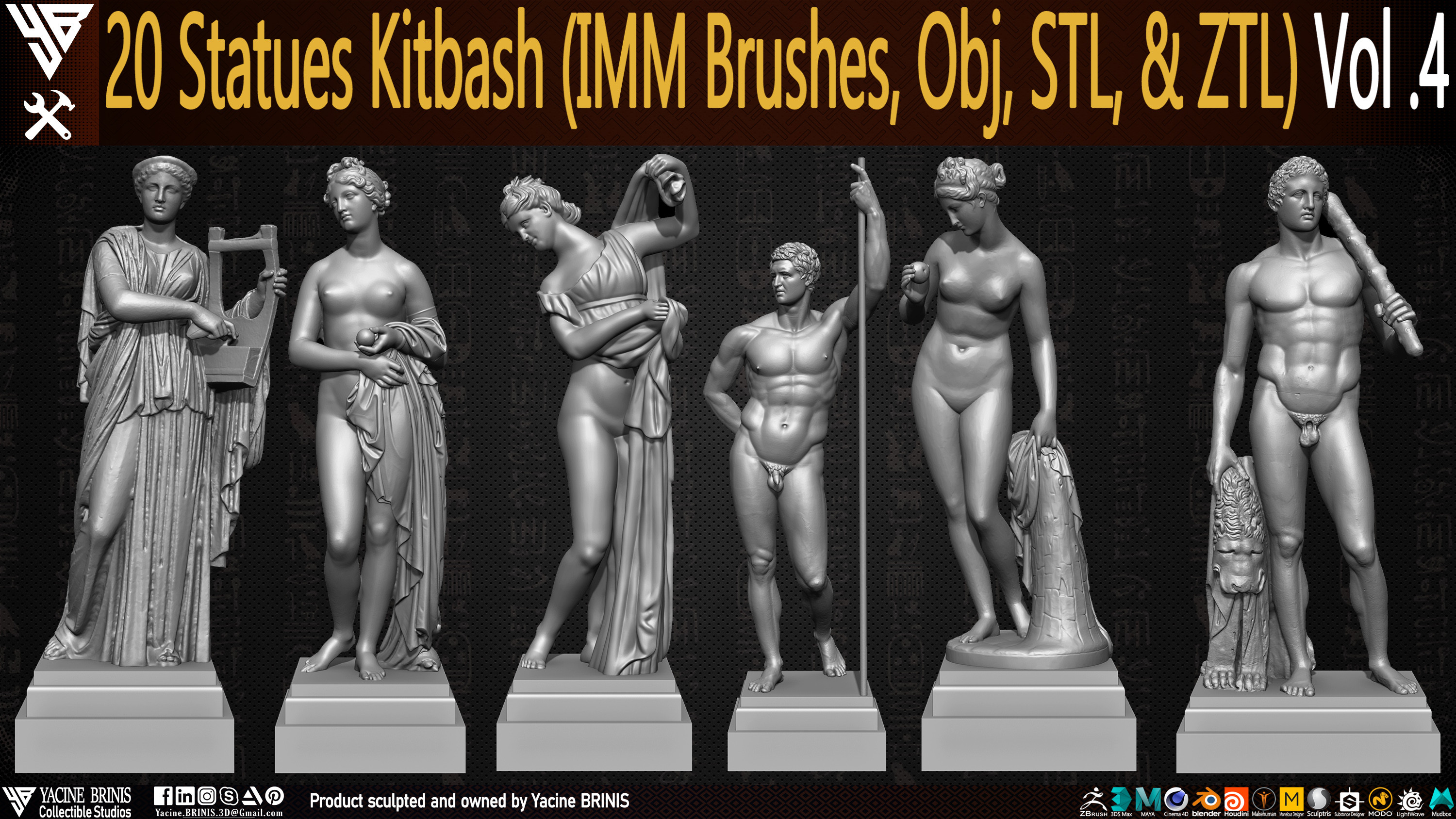 Statues Kitbash by yacine brinis Set 17