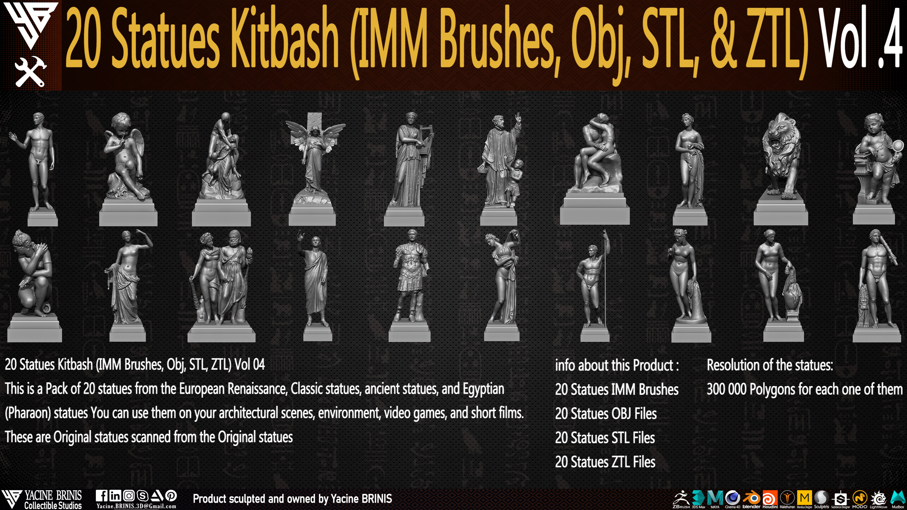 Statues Kitbash by yacine brinis Set 22