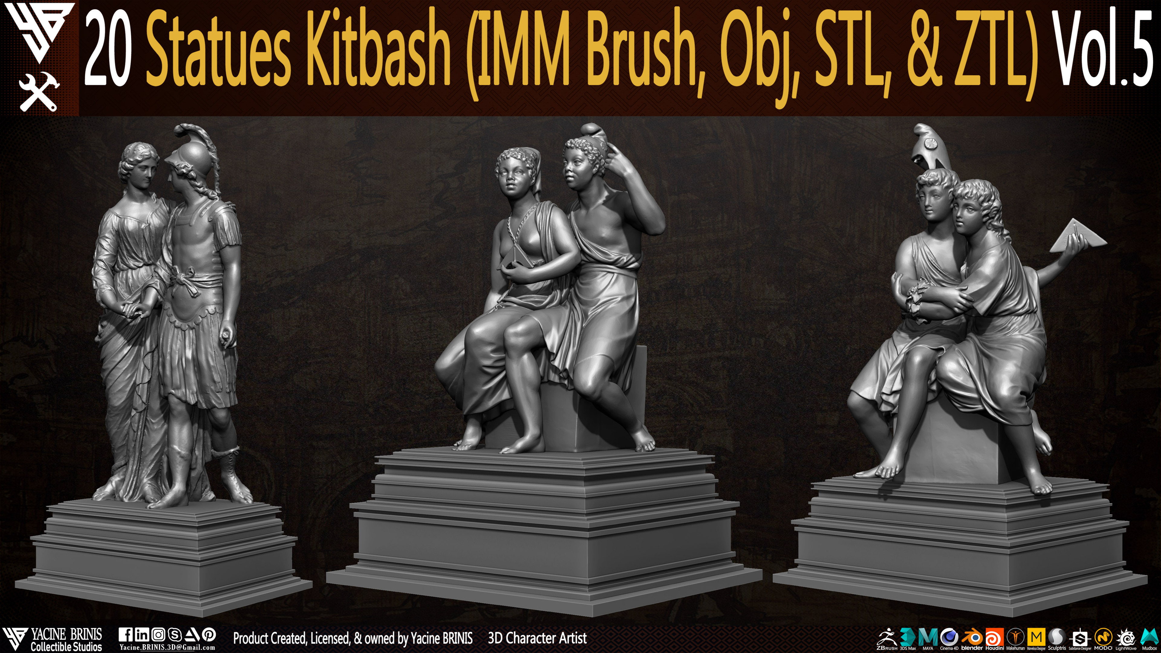 Statues Kitbash by yacine brinis Set 23