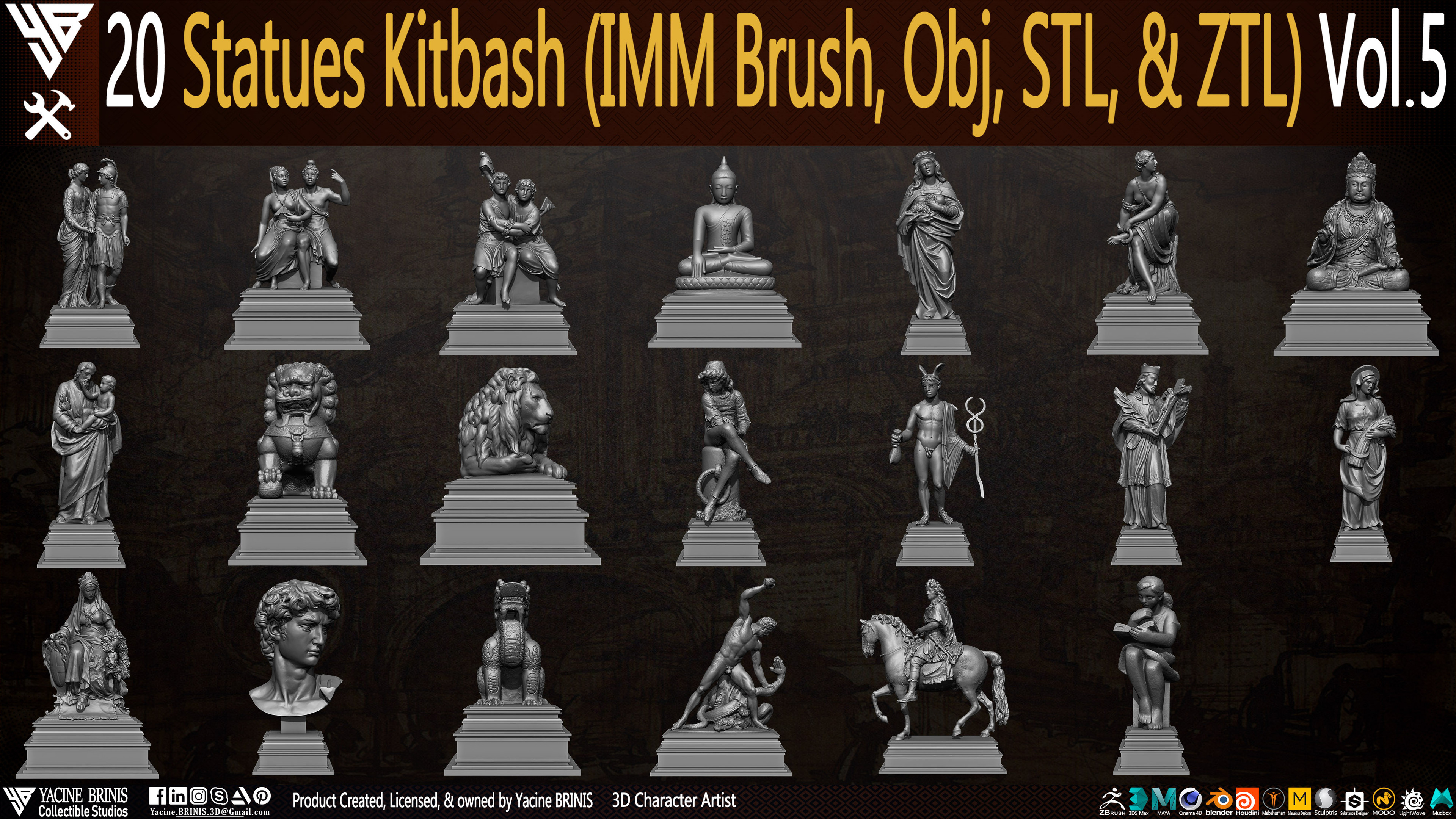 Statues Kitbash by yacine brinis Set 30