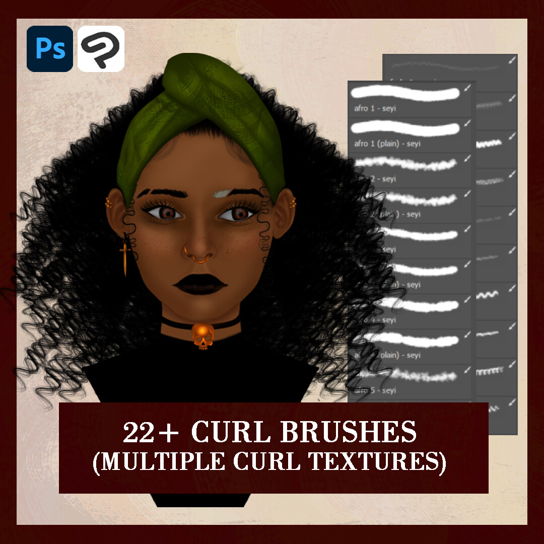 ArtStation - curly hair brush pack