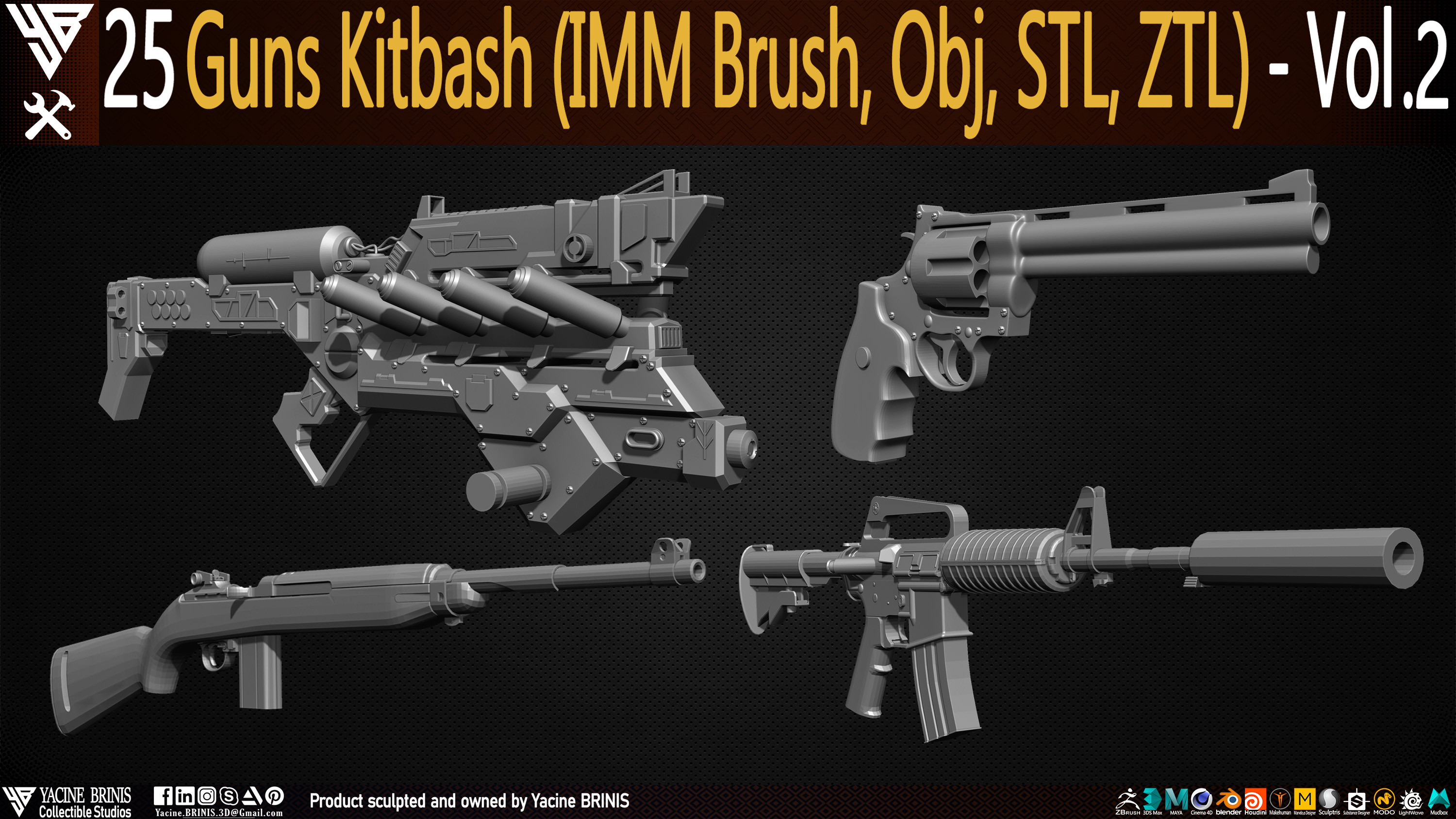 Guns Kitbash By Yacine BRINIS Set 06