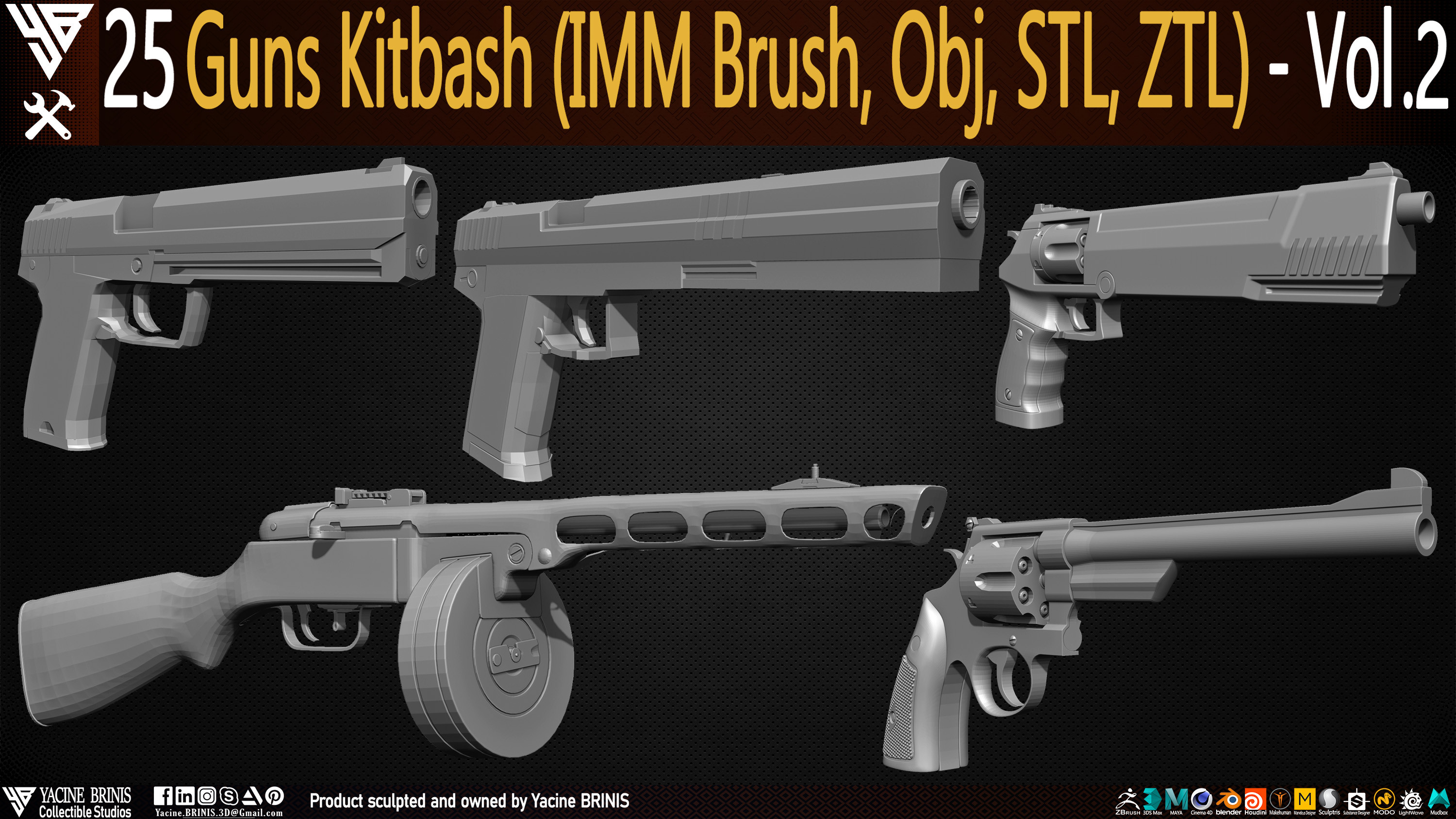 Guns Kitbash By Yacine BRINIS Set 10