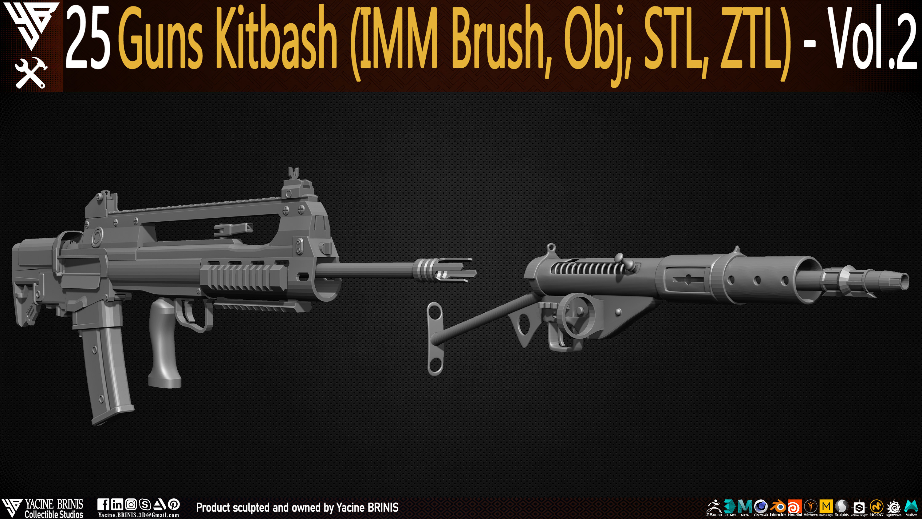 Guns Kitbash By Yacine BRINIS Set 12