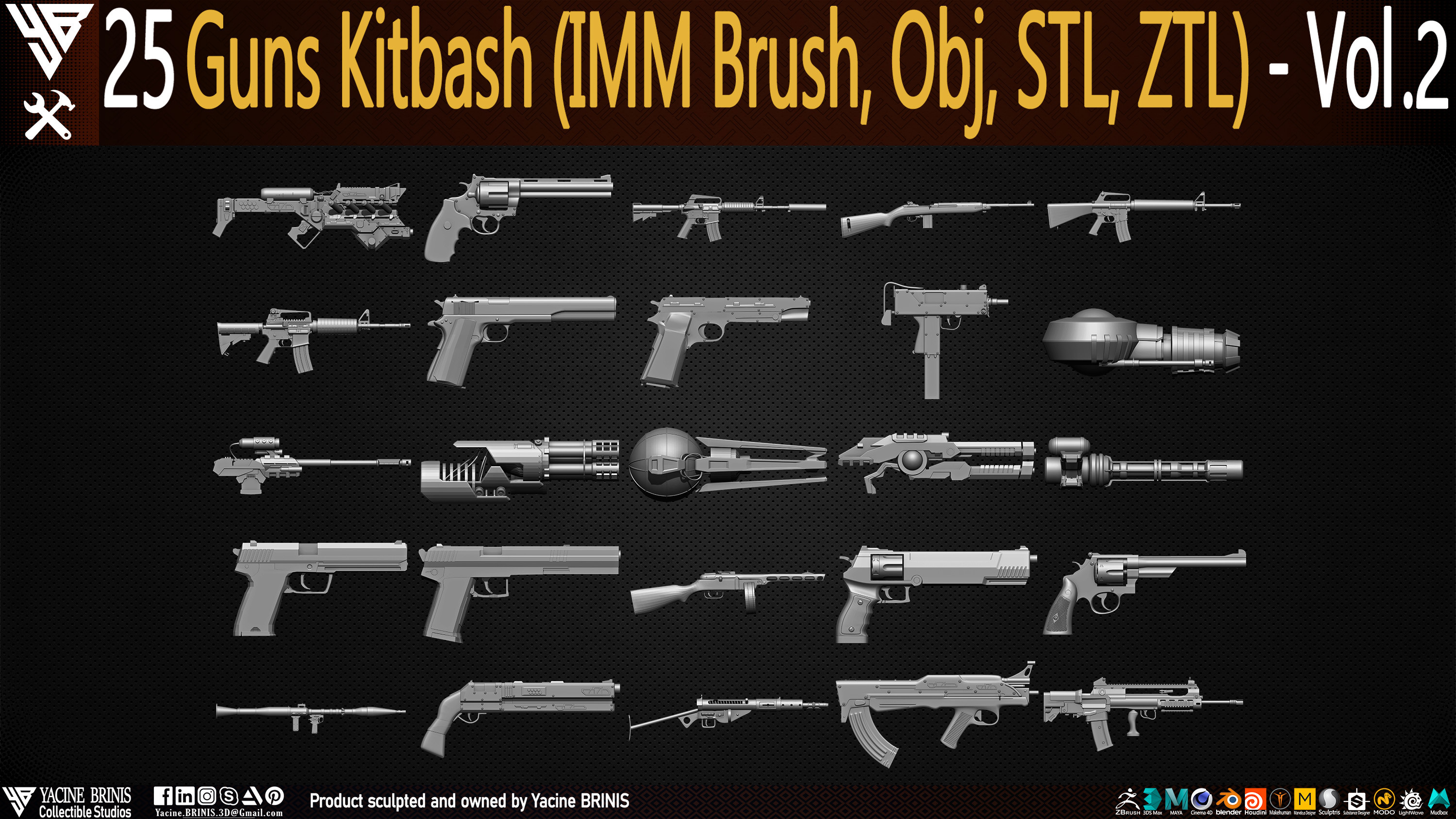 Guns Kitbash By Yacine BRINIS Set 13